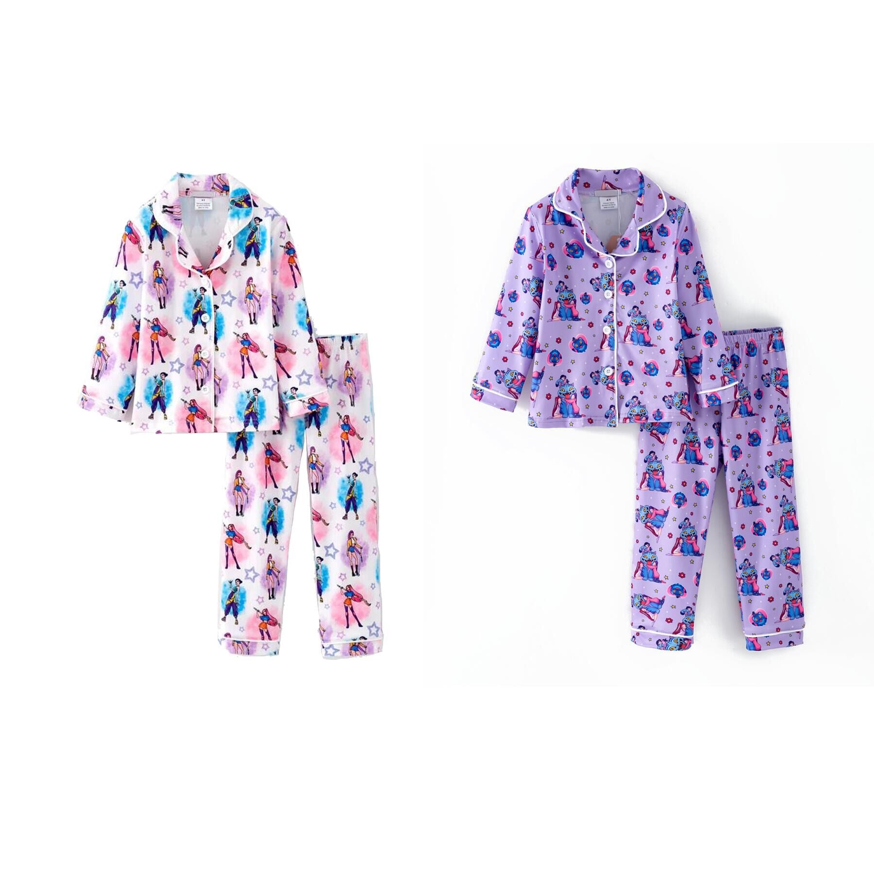 （Pre Order,Prepack Zone）Girls Movie Character Print Pajamas（Mix Size）