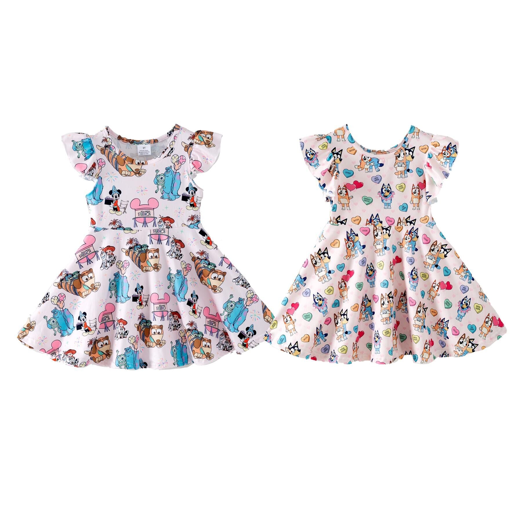 （Pre Order,Prepack Zone）Girls Spring&Summer Cartoon Print Dress（Mix Size）