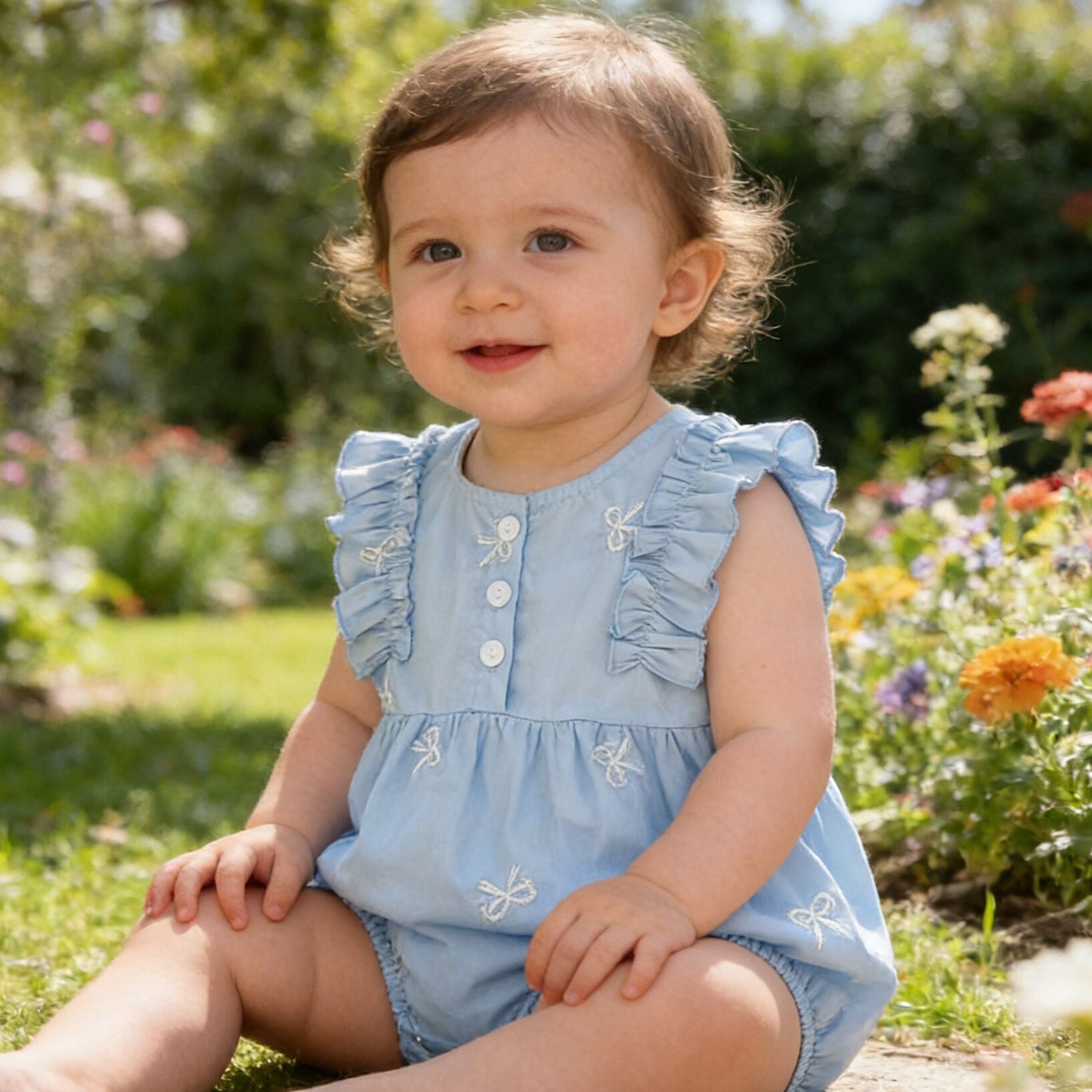 （In Production）Sisters Spring&Summer Bow Embroidery Cotton Dress,Romper