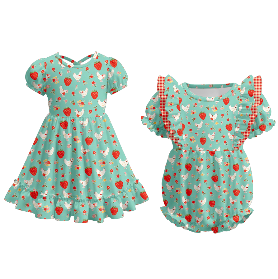 （Pre Order）Sisters Spring&Summer Strawberry Print Dress&Romper