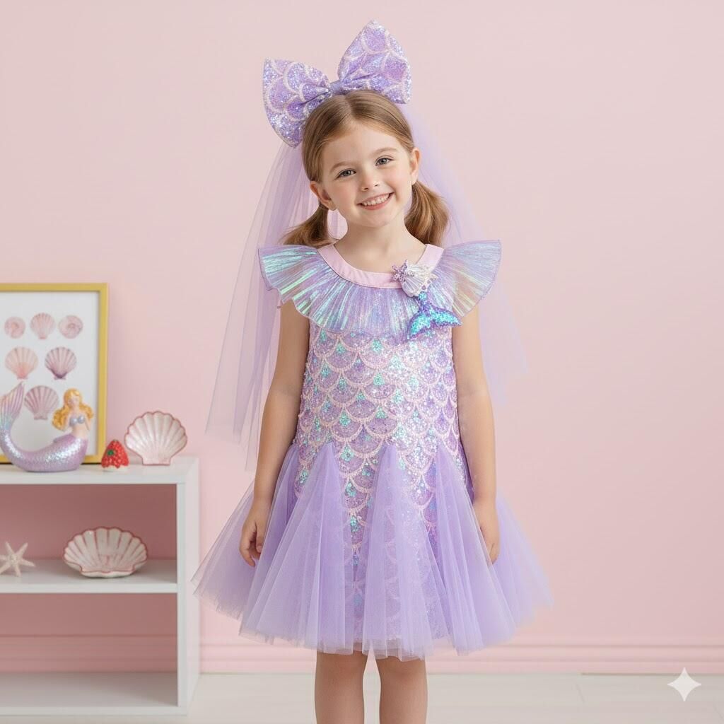 （In Production）Girls Spring&Summer Mermaid Sequin Dress