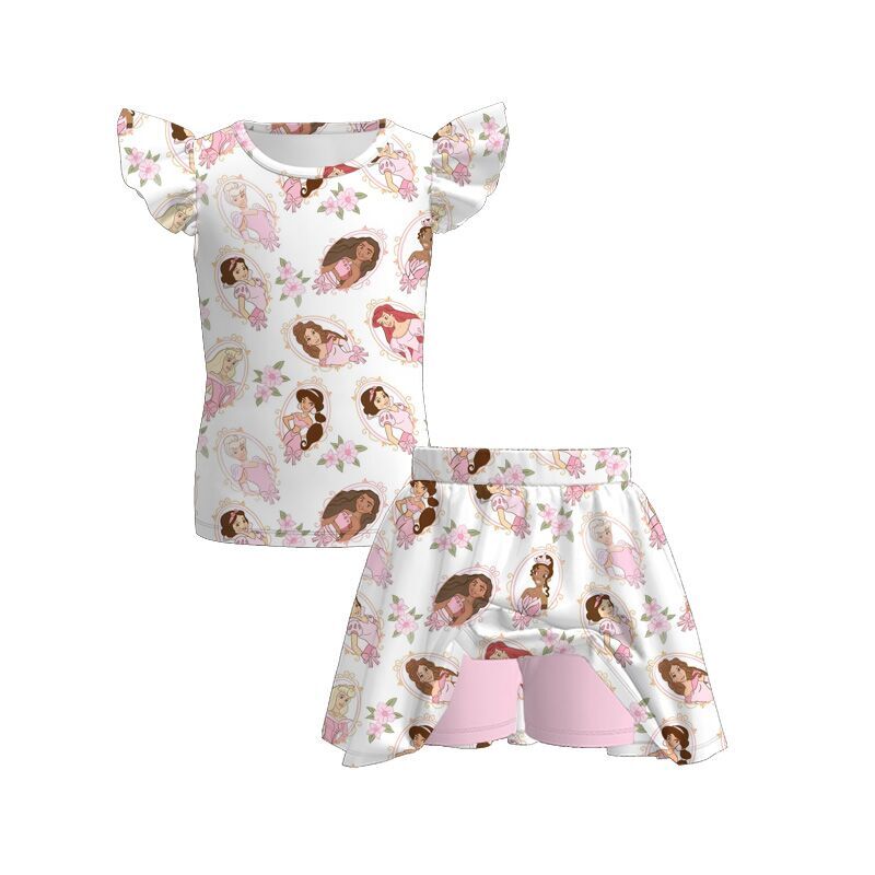 （Pre Order）Girls Spring&Summer Princess Print Skort Set