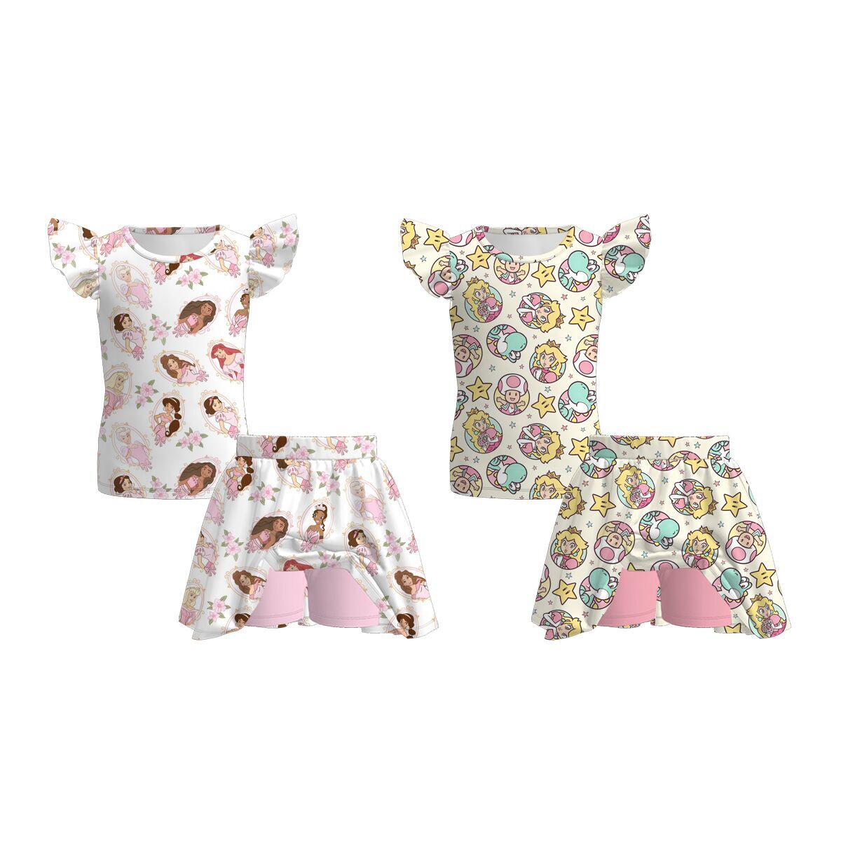 （Pre Order）Girls Spring&Summer Princess Print Skort Set