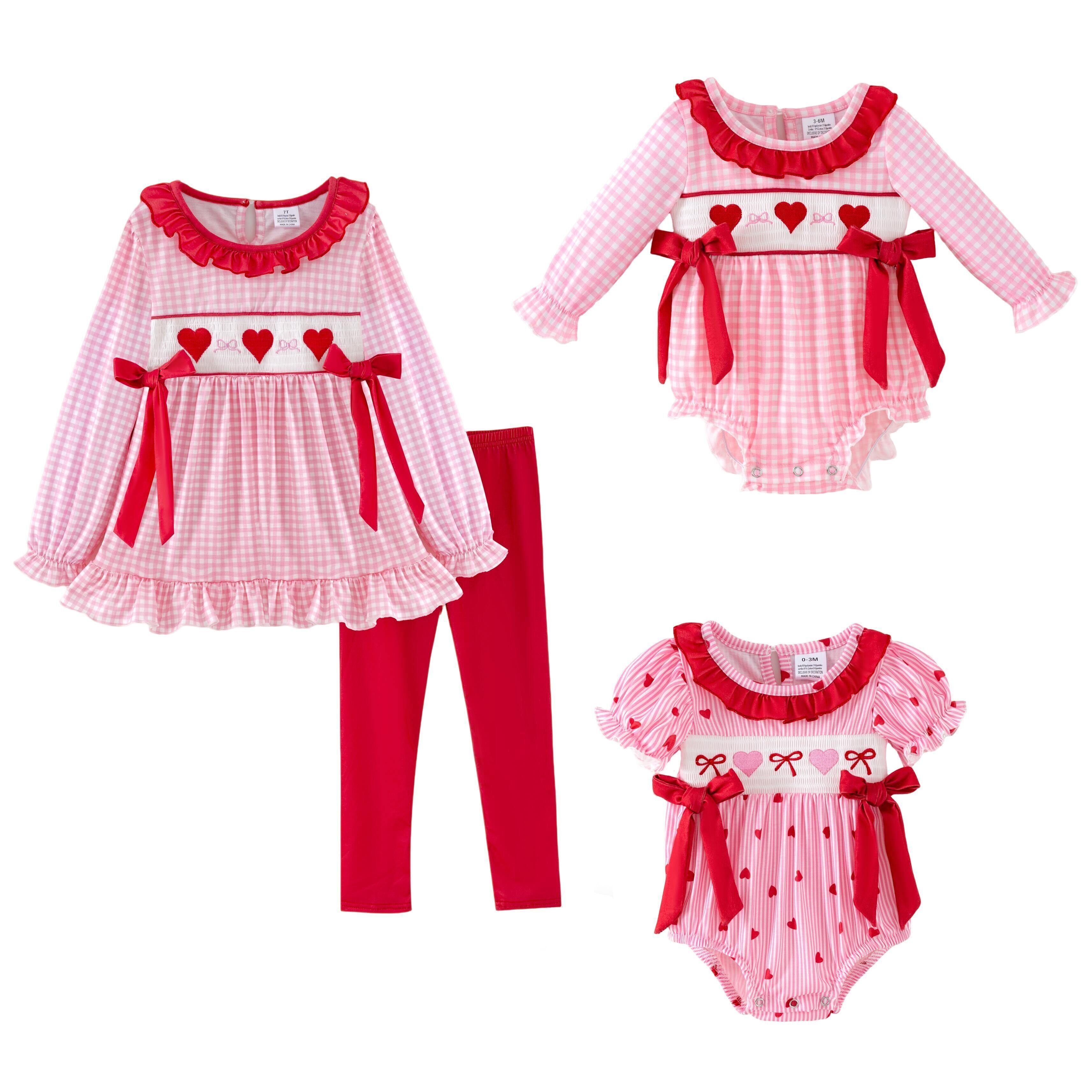 （Pre Order,Prepack Zone）Family Valentine's Day Embroidery Set&Romper（Mix Size）