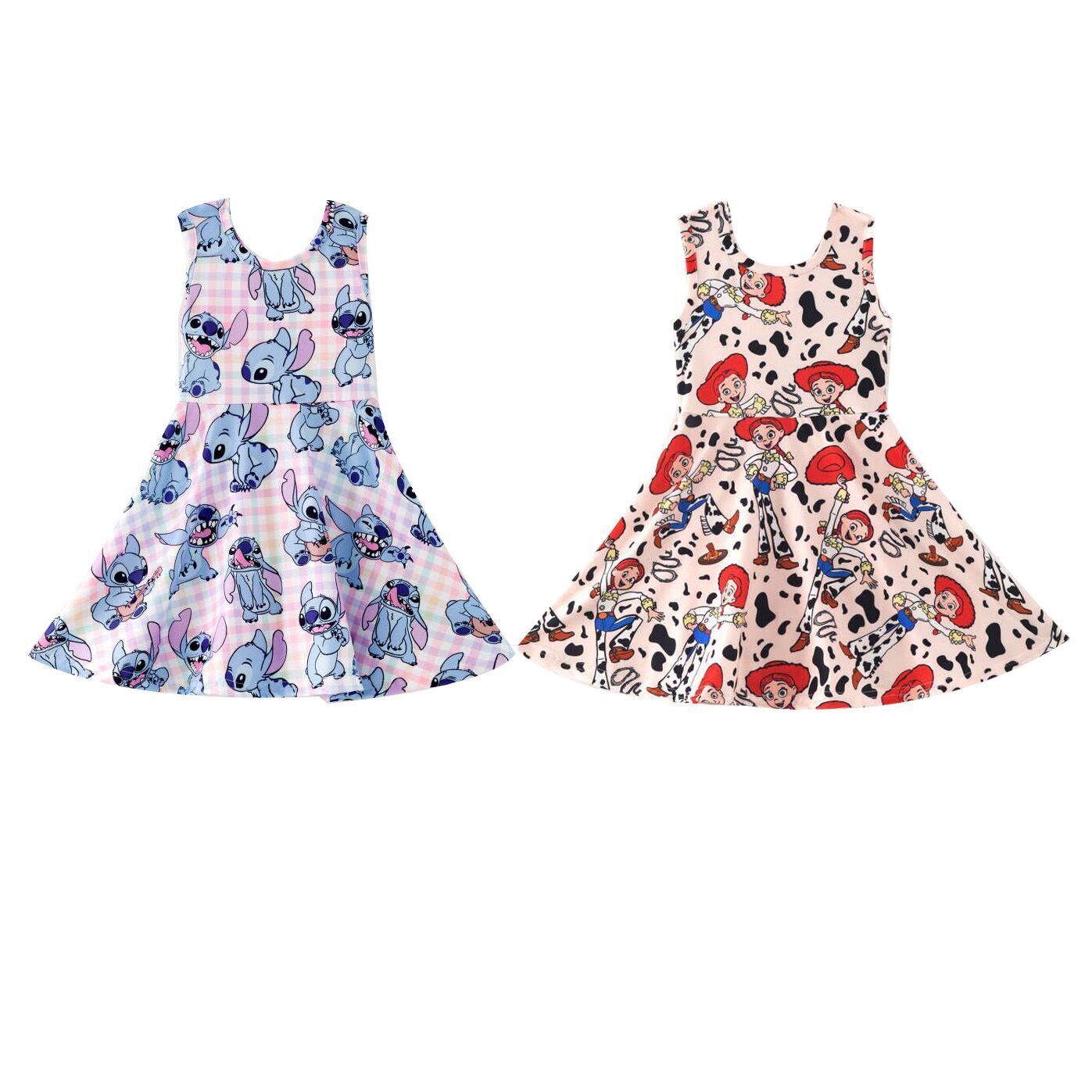 （Pre Order,Prepack Zone）Girls Cartoon Print Skort Dress（Mix Size）