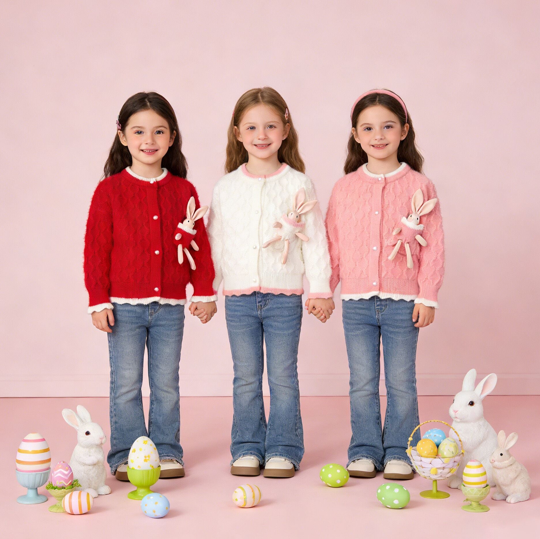 （In Production）Girls Easter Bunny Sweater Cardigan