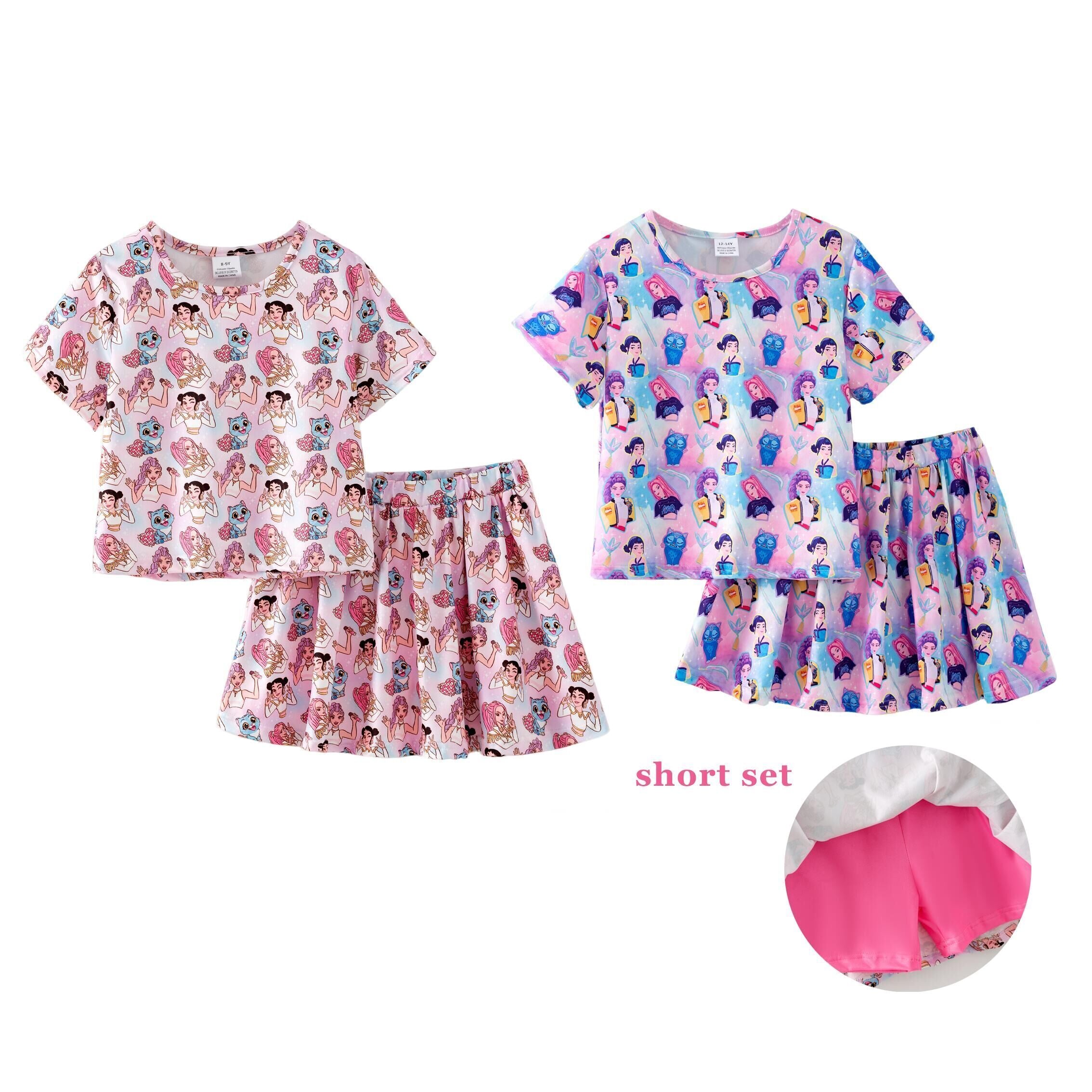 （Pre Order,Prepack Zone）Girls Movie Character Print Skort Set（Mix Size）
