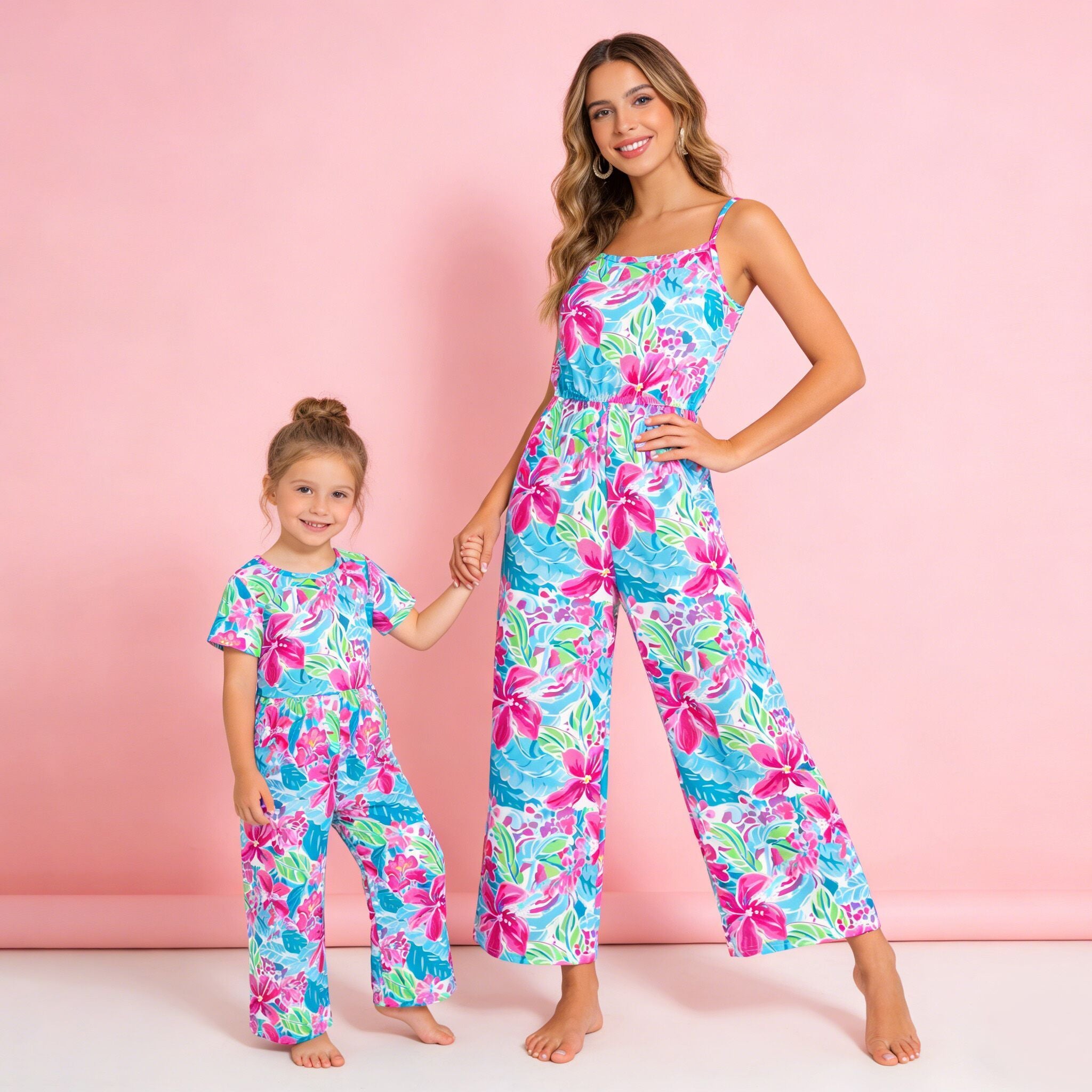 （Pre Order,Prepack Zone）Family Floral Print Jumpsuit（Mix Size）