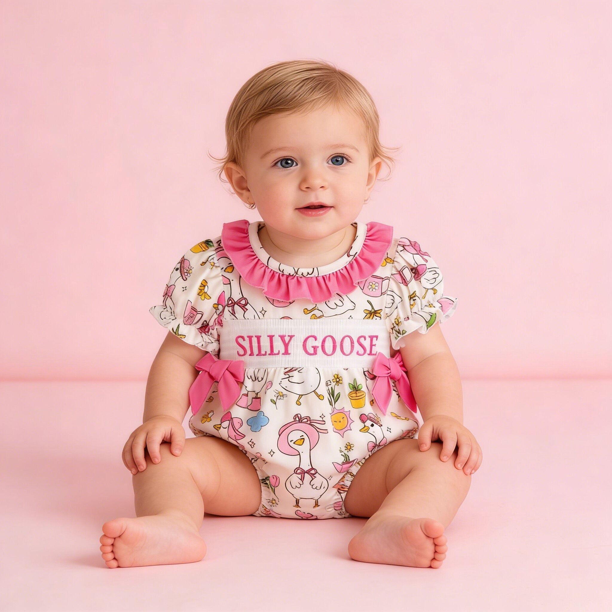 （Pre Order,Prepack Zone）Sisters Silly Goose Embroidery Dress&Romper（Mix Size）