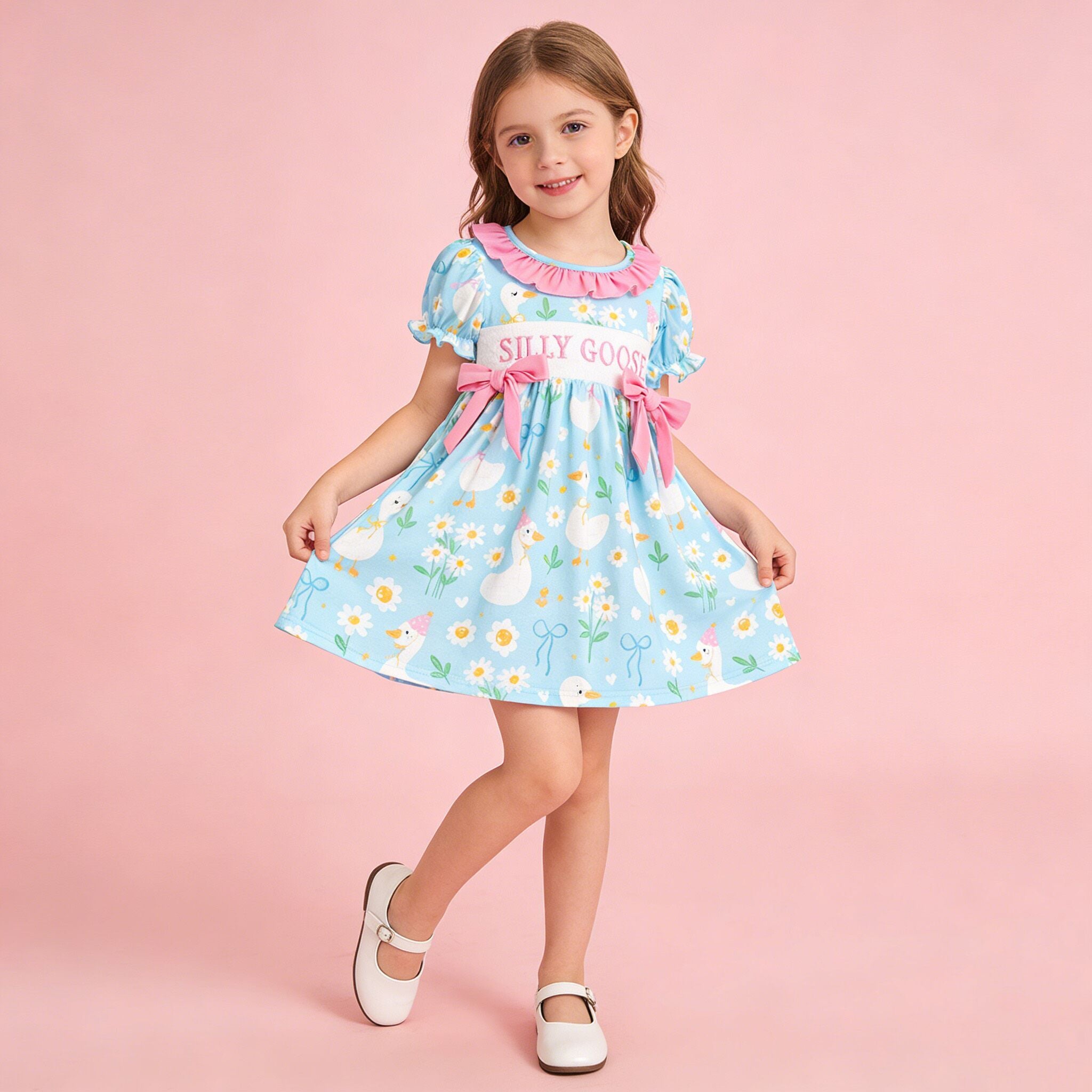 （Pre Order,Prepack Zone）Sisters Silly Goose Embroidery Dress&Romper（Mix Size）