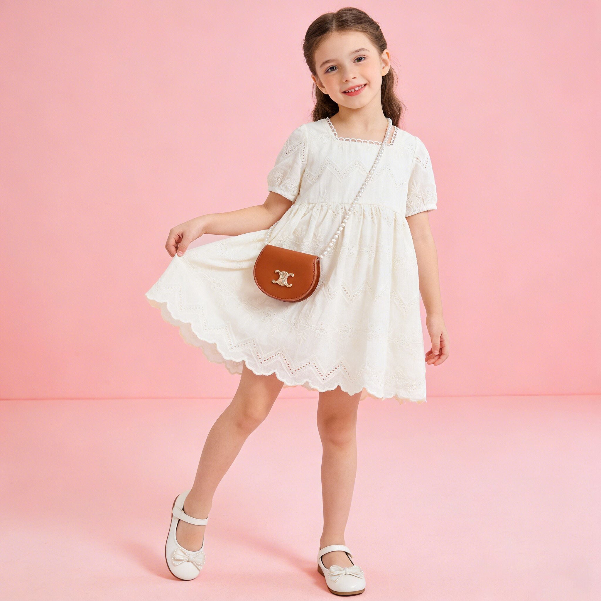 （In Production）Girls Spring&Summer Lace Scallop Dress