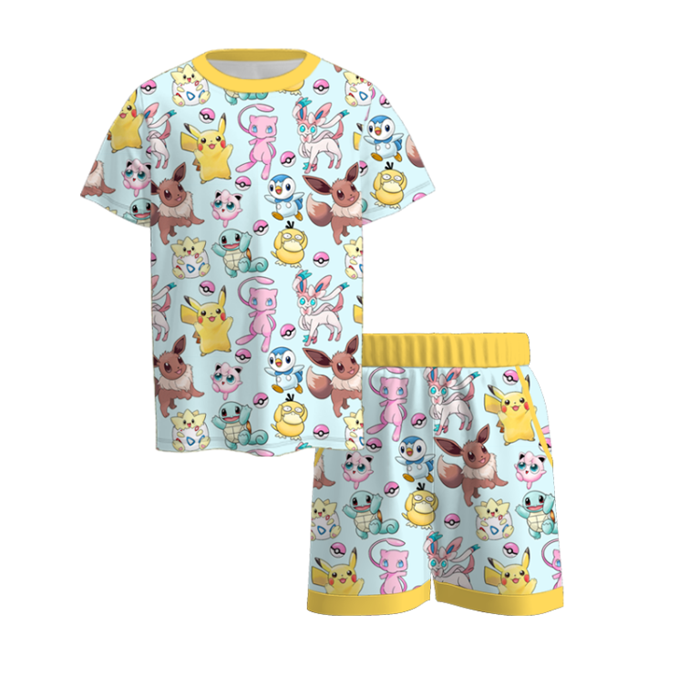 （Pre Order）Boys Spring&Summer Cartoon Print Shorts Set
