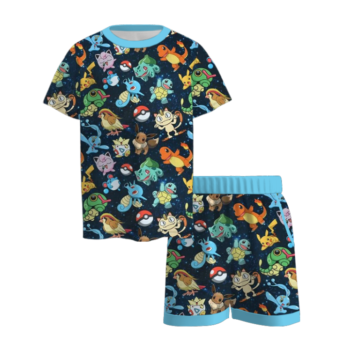 （Pre Order）Boys Spring&Summer Cartoon Print Shorts Set
