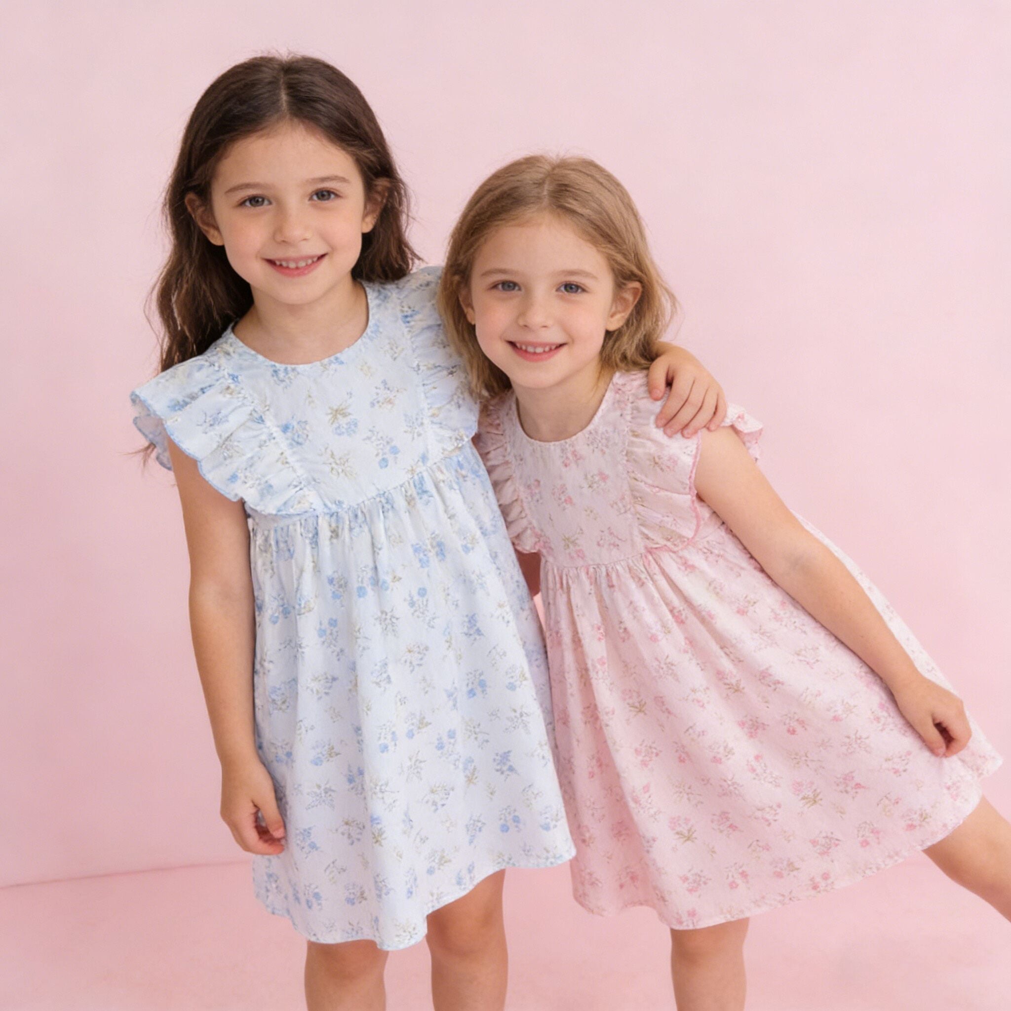 （In Production）Girls Spring&Summer Floral Print Flying Sleeves Dress