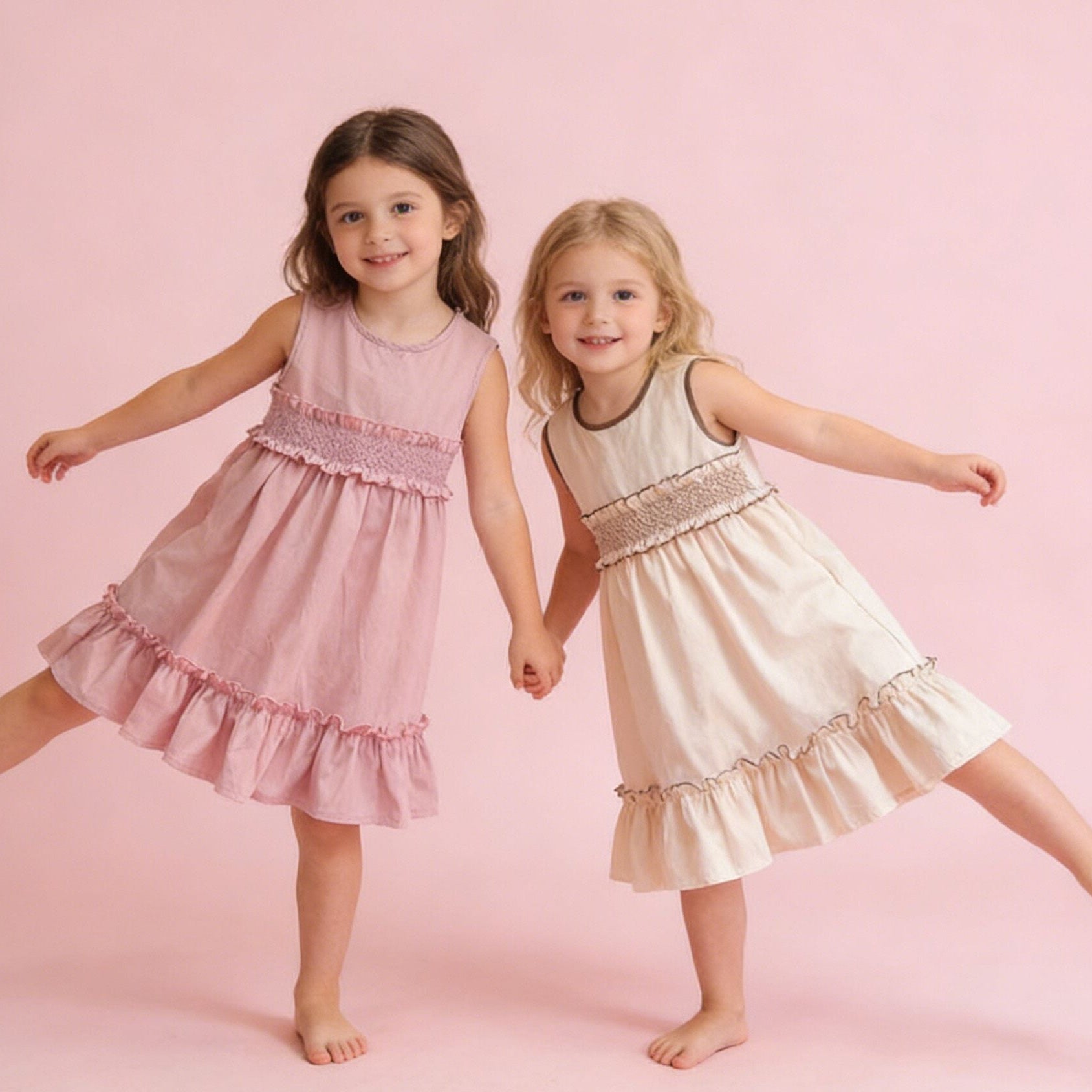 （In Production）Girls Spring&Summer Smocked Ruffle Sleeveless Dress