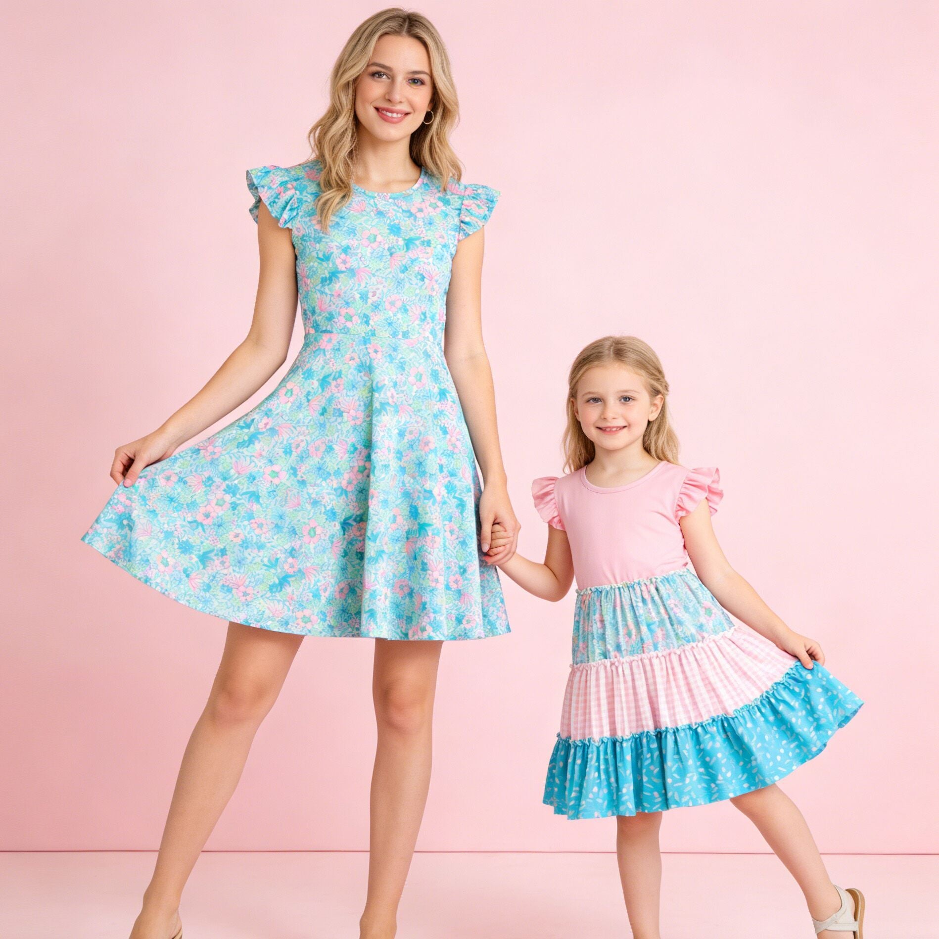 （Pre Order,Prepack Zone）Family Floral Print Dress