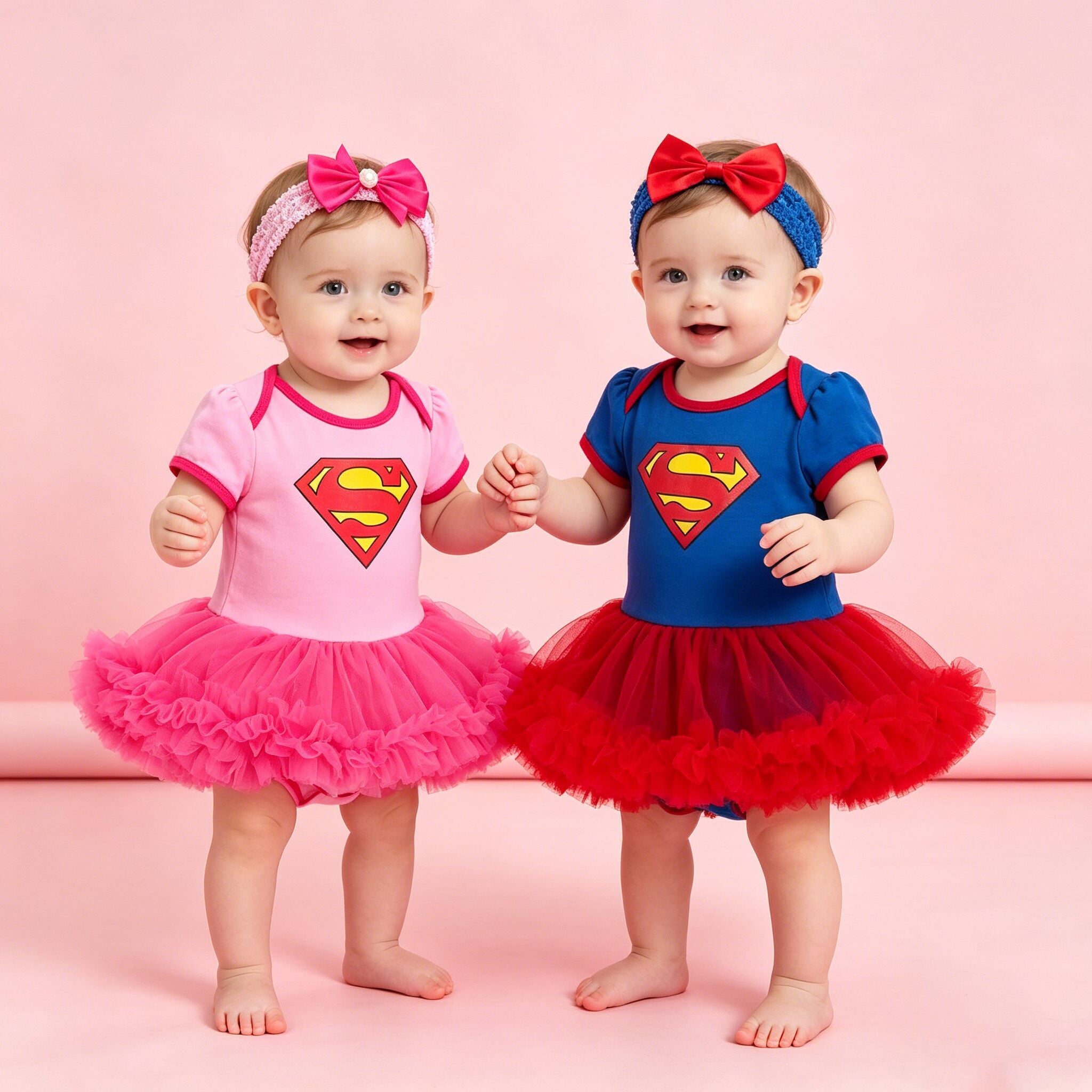 （In Production）Toddler Girls Spring&Summer Superman Print Tulle Romper