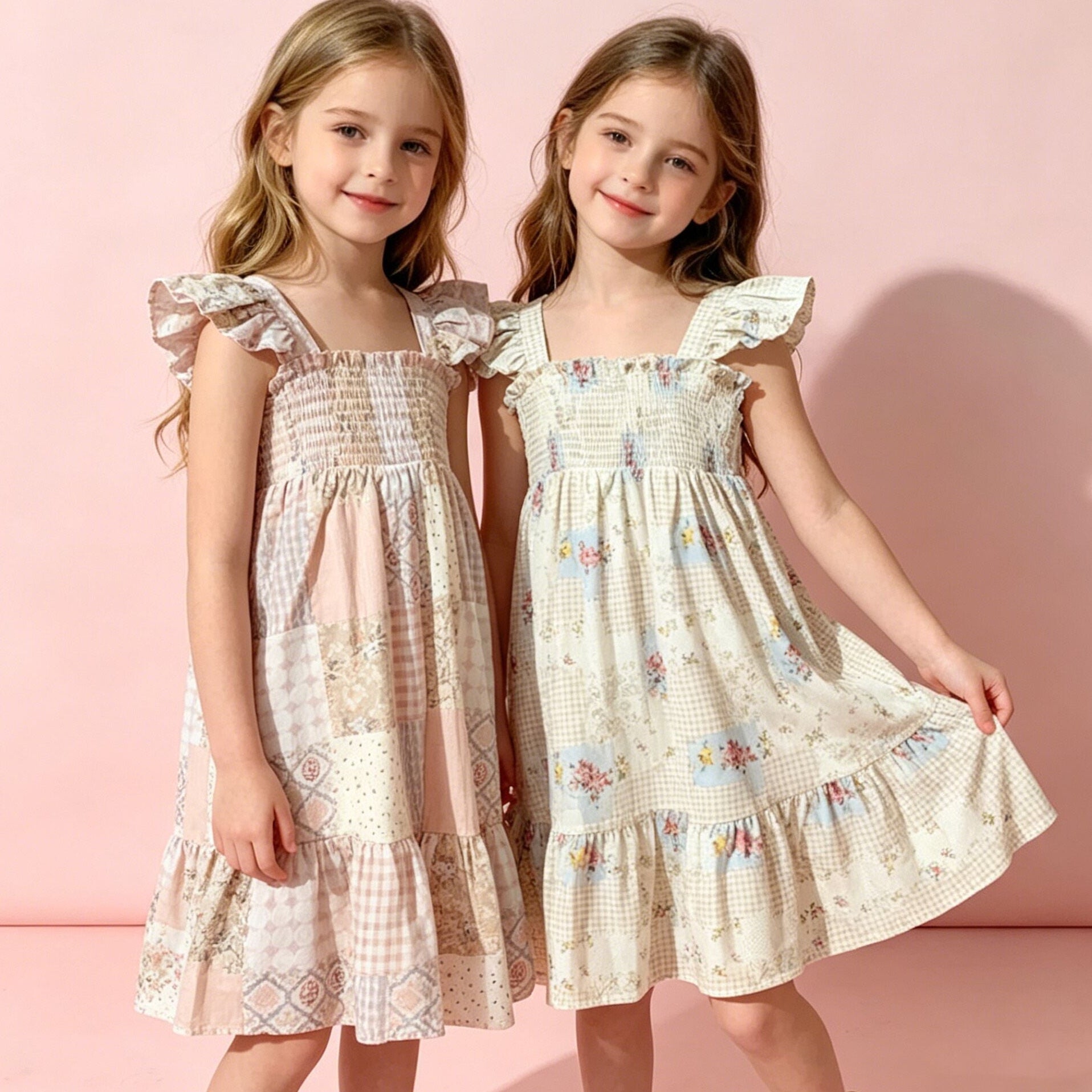 （In Production）Girls Spring&Summer Print Smocked Dress
