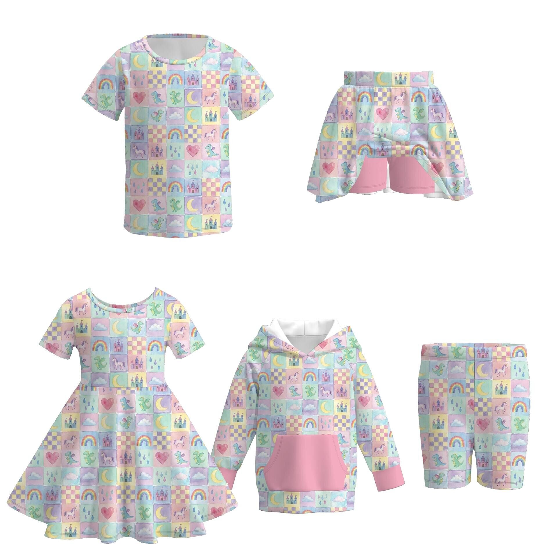 （Pre Order）Girls Spring&Summer Print Top,Dress&Pants
