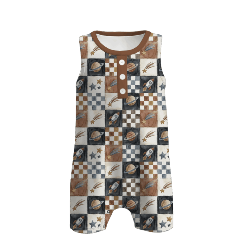 （Pre Order）Brothers Spring and Summer Planet Print Hoodie＆Romper