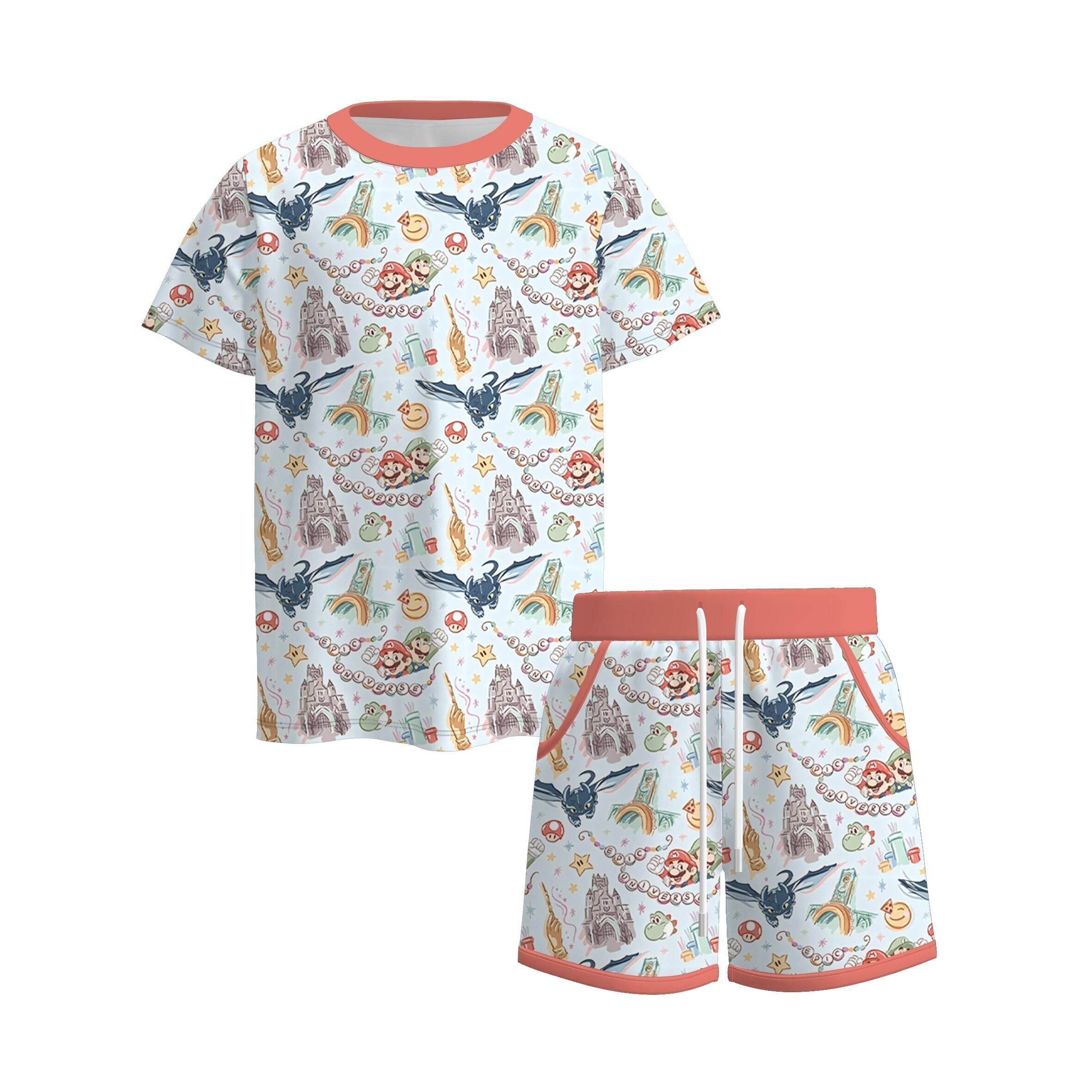 （Pre Order）Siblings Spring&Summer Cartoon Print Dress,Set&Top