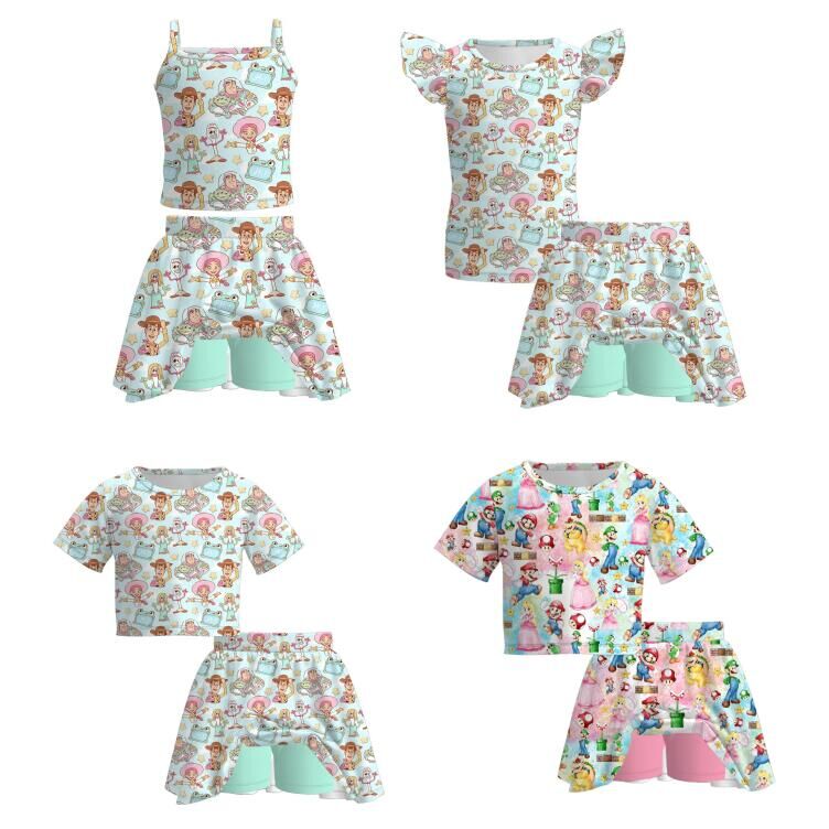 （Pre Order+Prepack Zone）Girls Cartoon Print Skort Set（Mix Size）