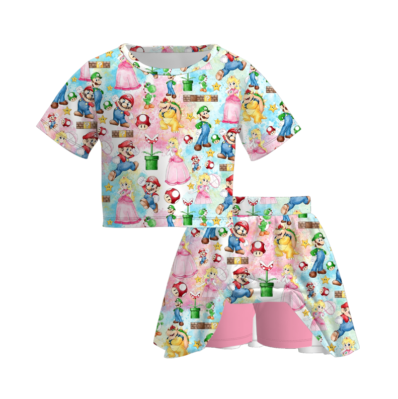 （Pre Order+Prepack Zone）Girls Cartoon Print Skort Set（Mix Size）