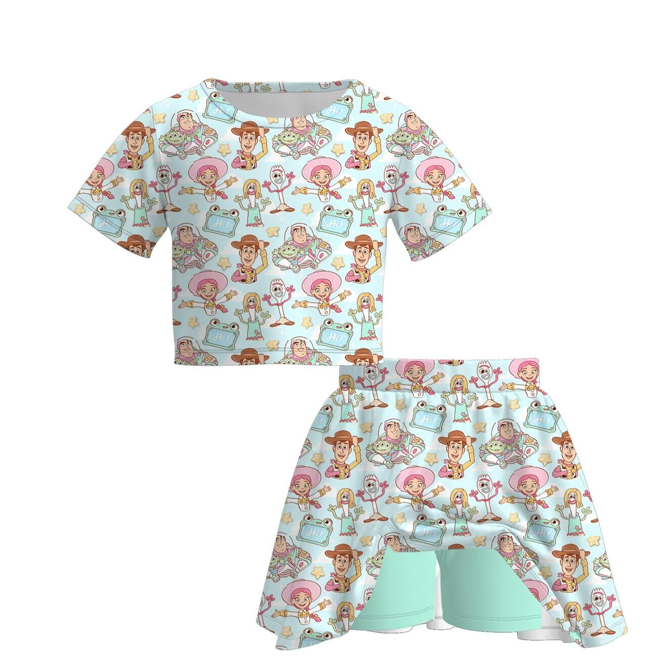 （Pre Order+Prepack Zone）Girls Cartoon Print Skort Set（Mix Size）