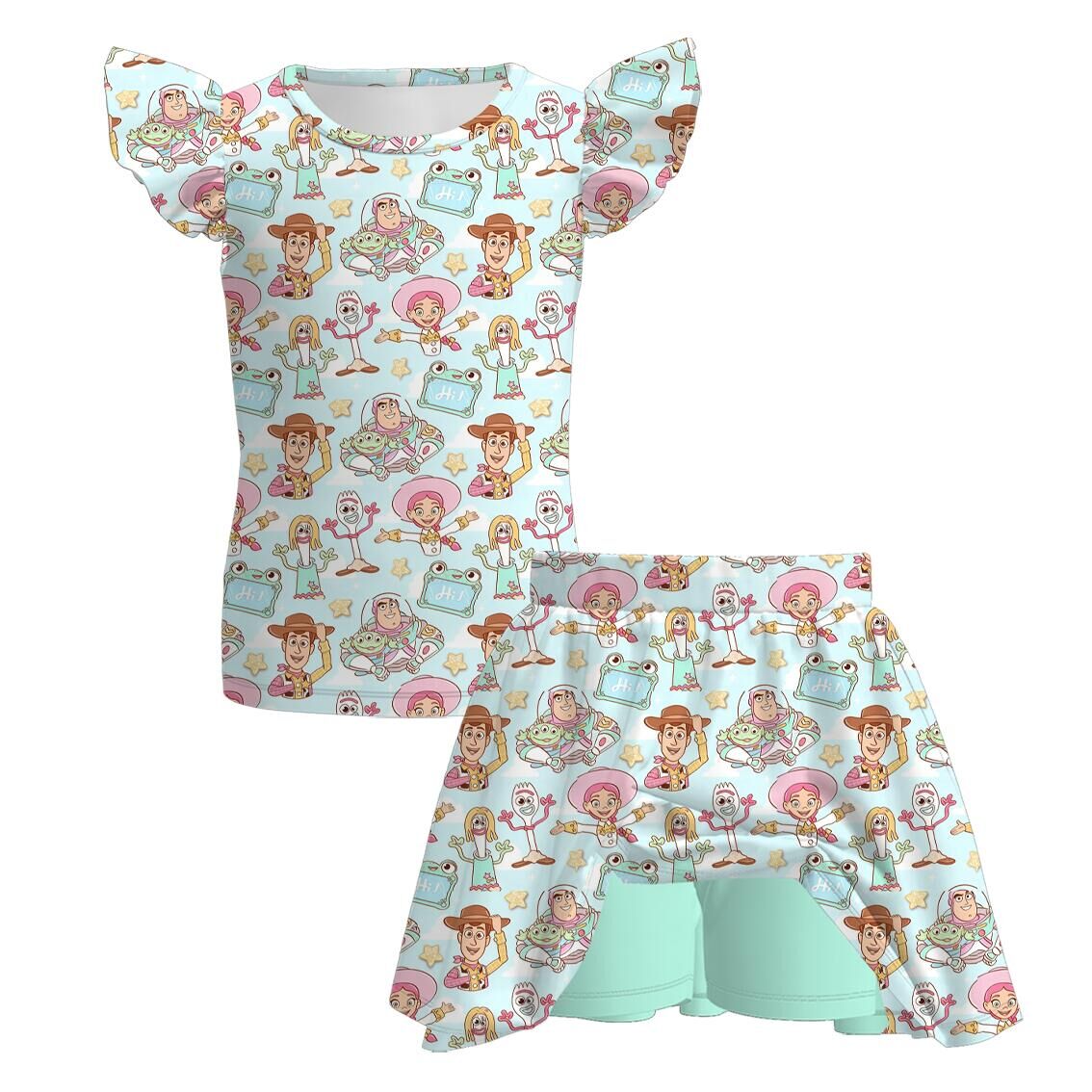 （Pre Order+Prepack Zone）Girls Cartoon Print Skort Set（Mix Size）