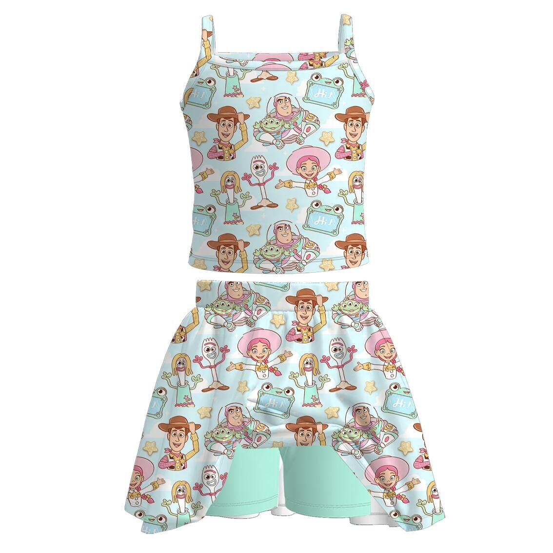（Pre Order+Prepack Zone）Girls Cartoon Print Skort Set（Mix Size）