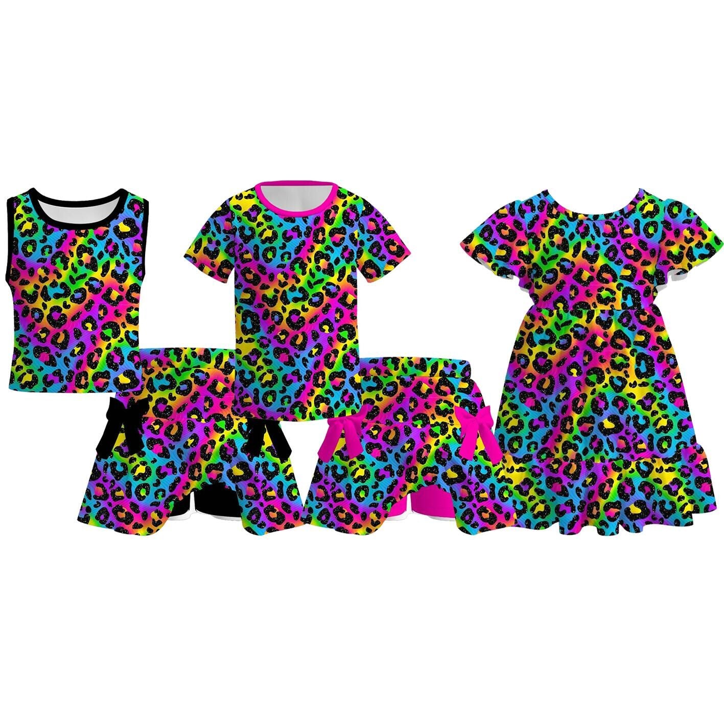 （Pre Order）Girls Spring&Summer Leopard Print Skort Set&Dress