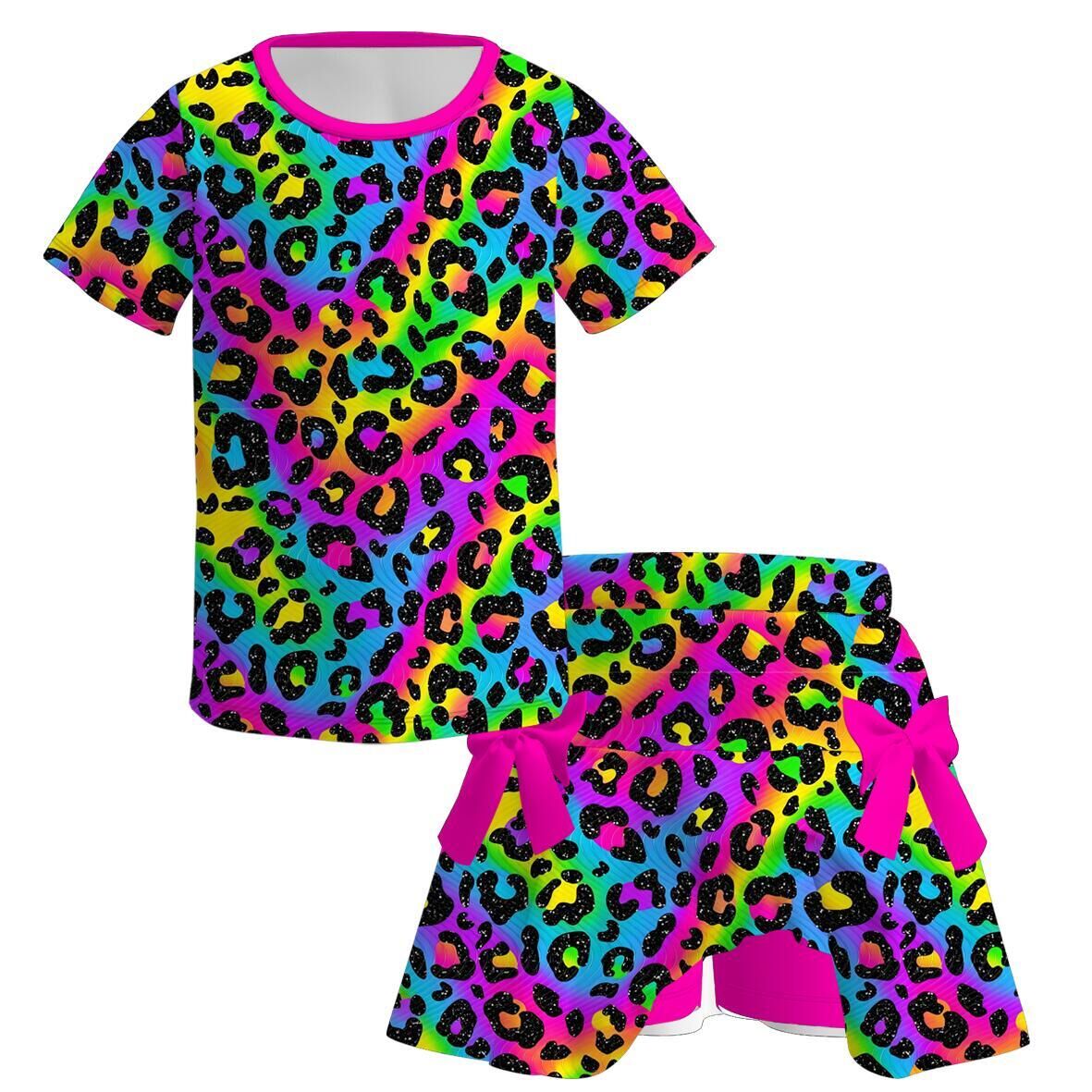 （Pre Order）Girls Spring&Summer Leopard Print Skort Set&Dress