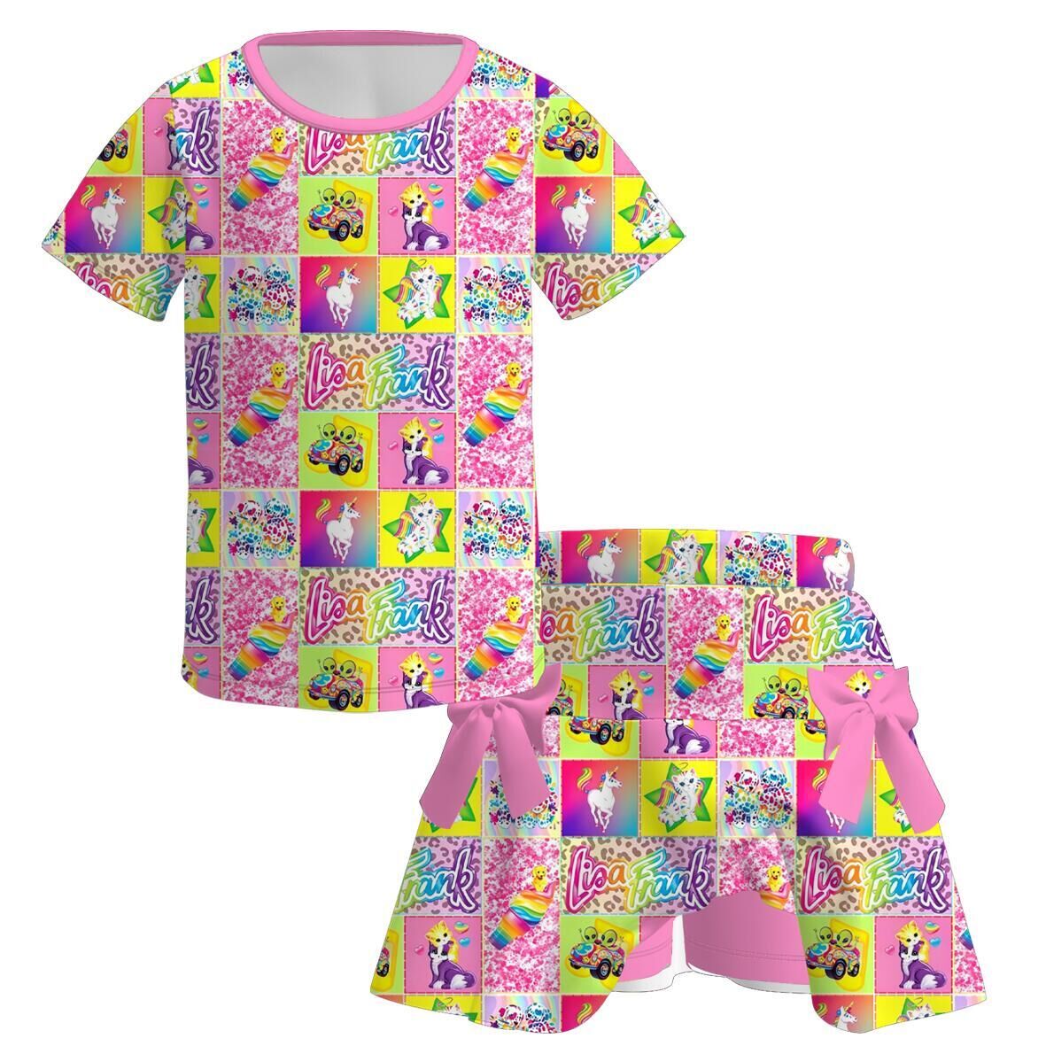（Pre Order）Girls Spring&Summer Cartoon Print Skort Set&Dress