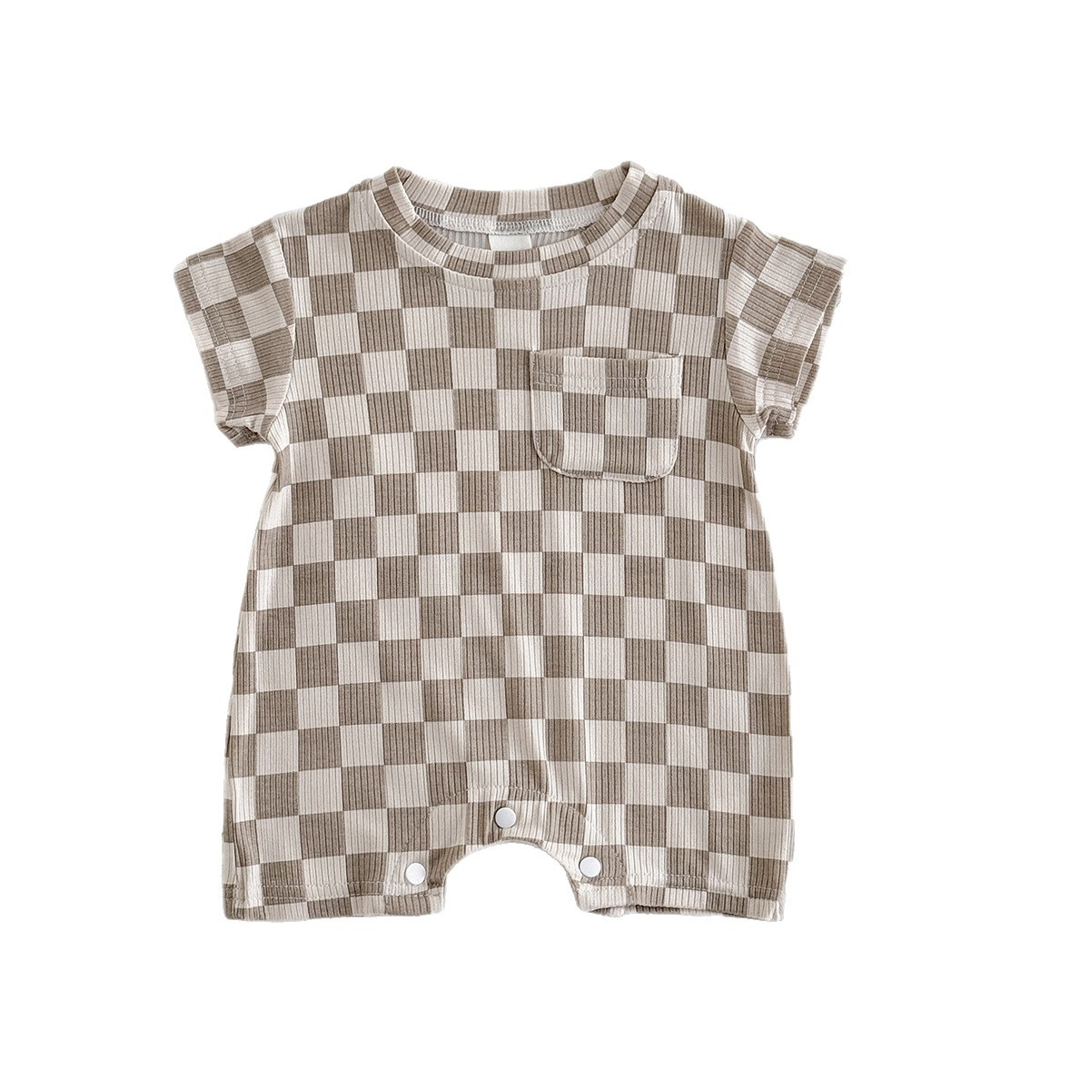 （In Production）One Pack(5 Pieces total)Sale Toddler Boys Summer Checkerboard Romper