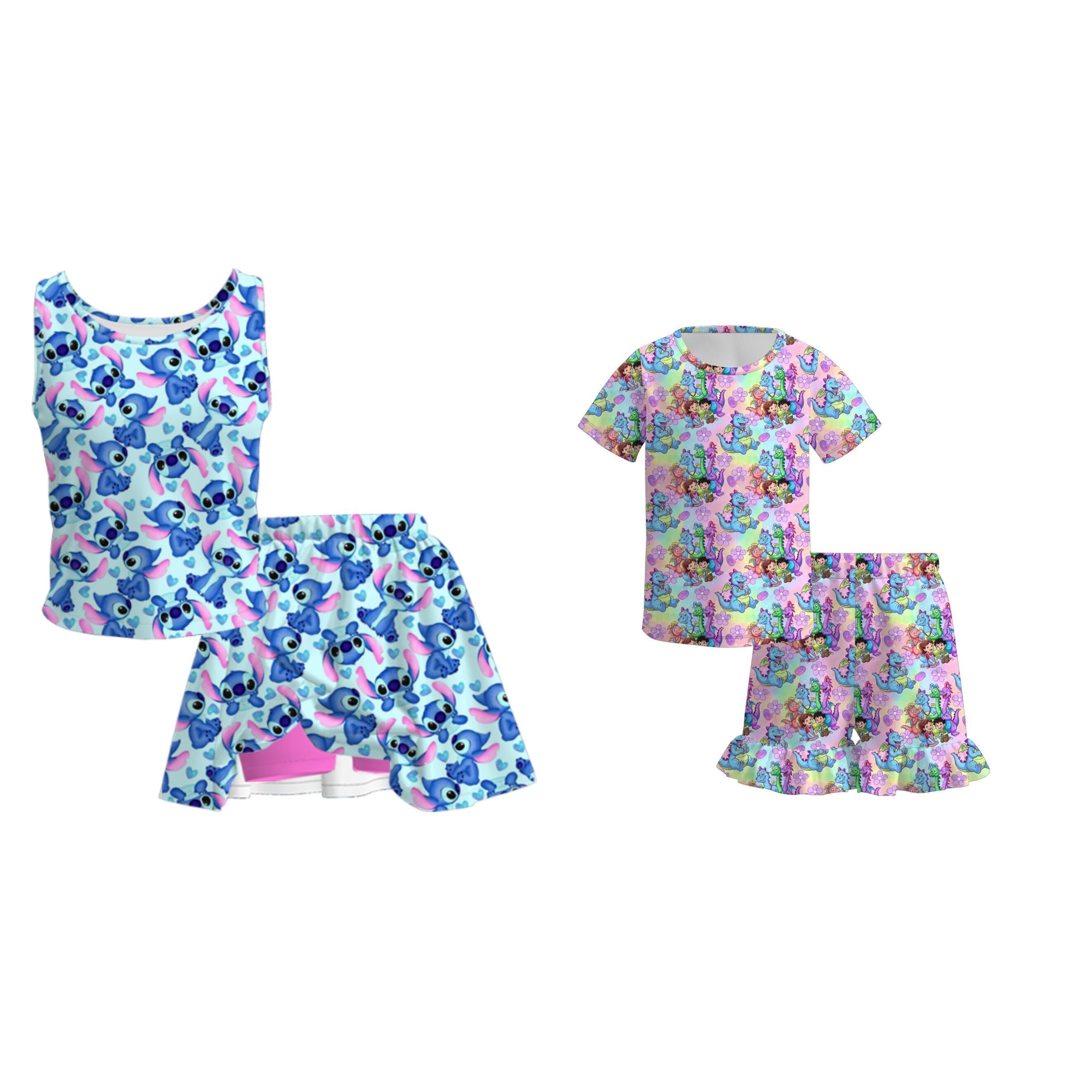 （Pre Order）Family Cartoon Print Skort Set&Shorts Set