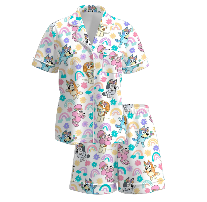 （Pre Order）Girls Spring and Summer Cartoon Print Pajamas