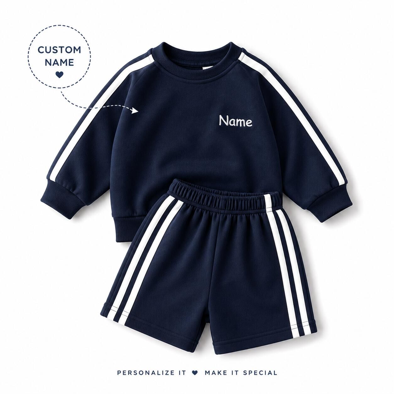 （In Production）Boys Fall Sweatshirt Shorts Set-Customized name