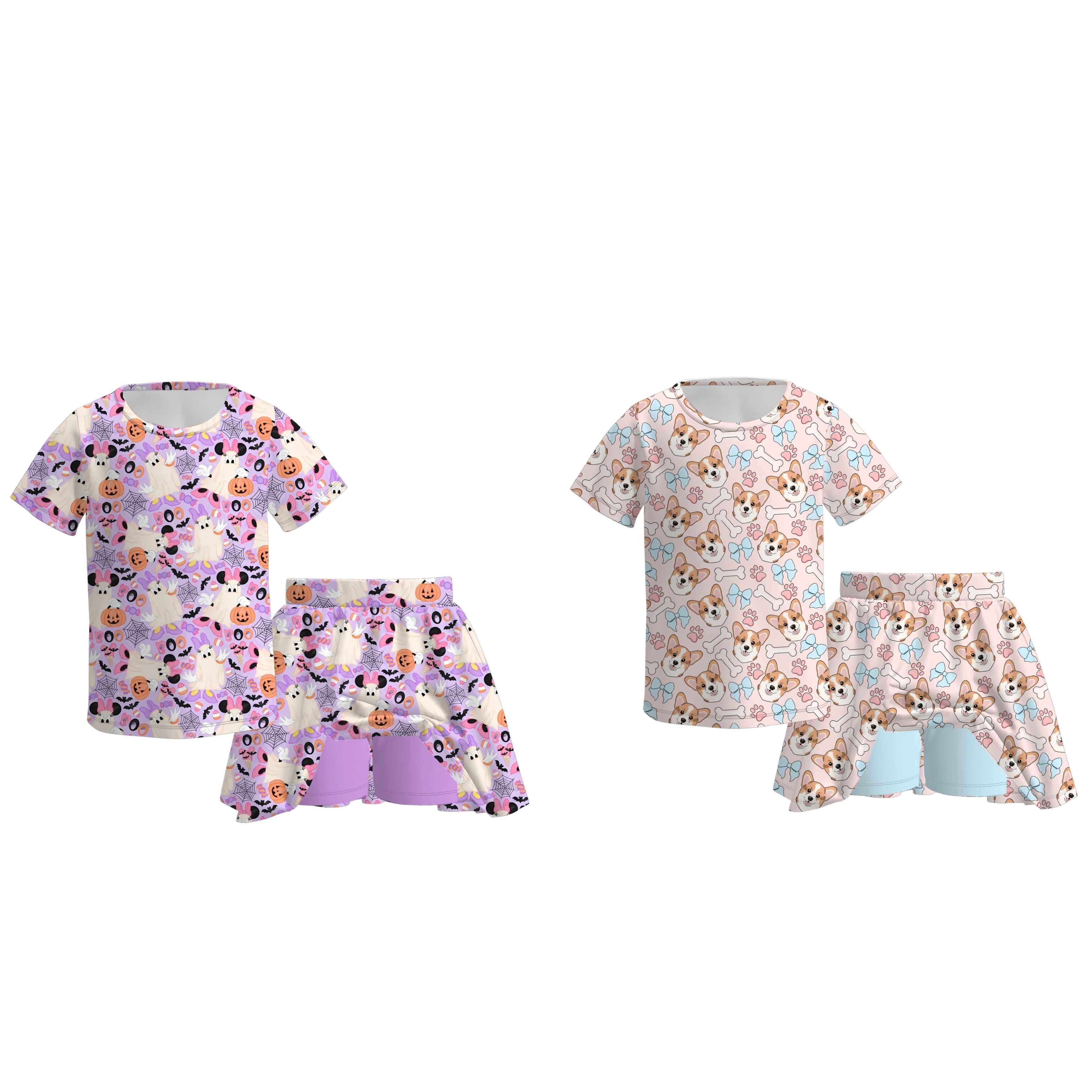 （Pre Order）Girls Halloween Print Skort Set