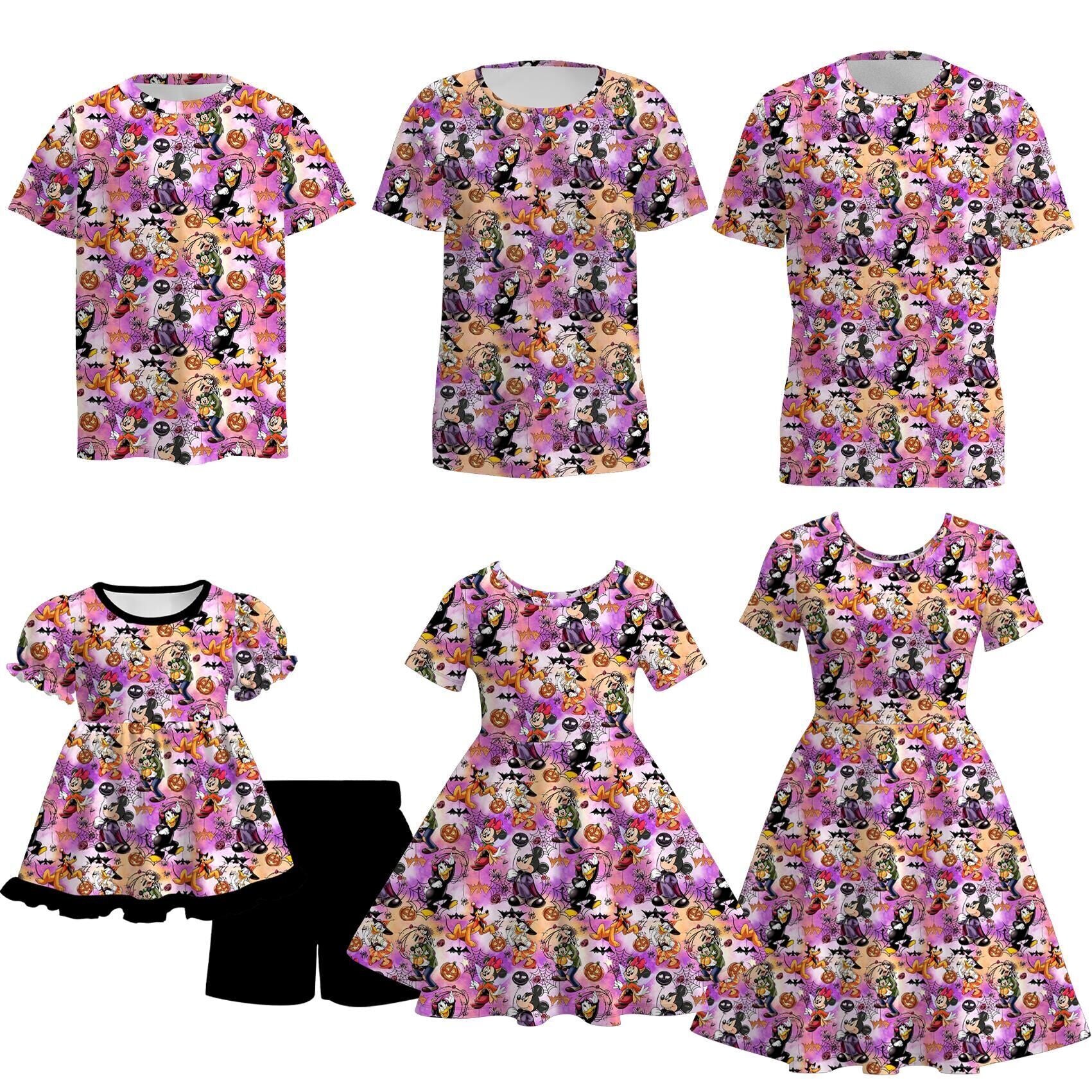 （Pre Order）Family Halloween Cartoon Print Dress,Set&Top