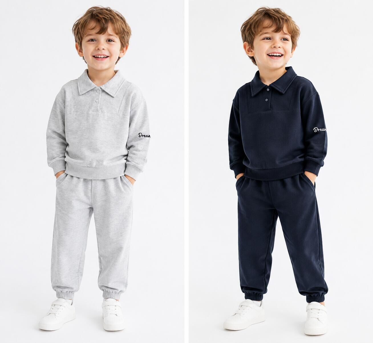 （Pre Order 2 Weeks）Boys Fall Solid Color Dream Embroidery Outfit Set