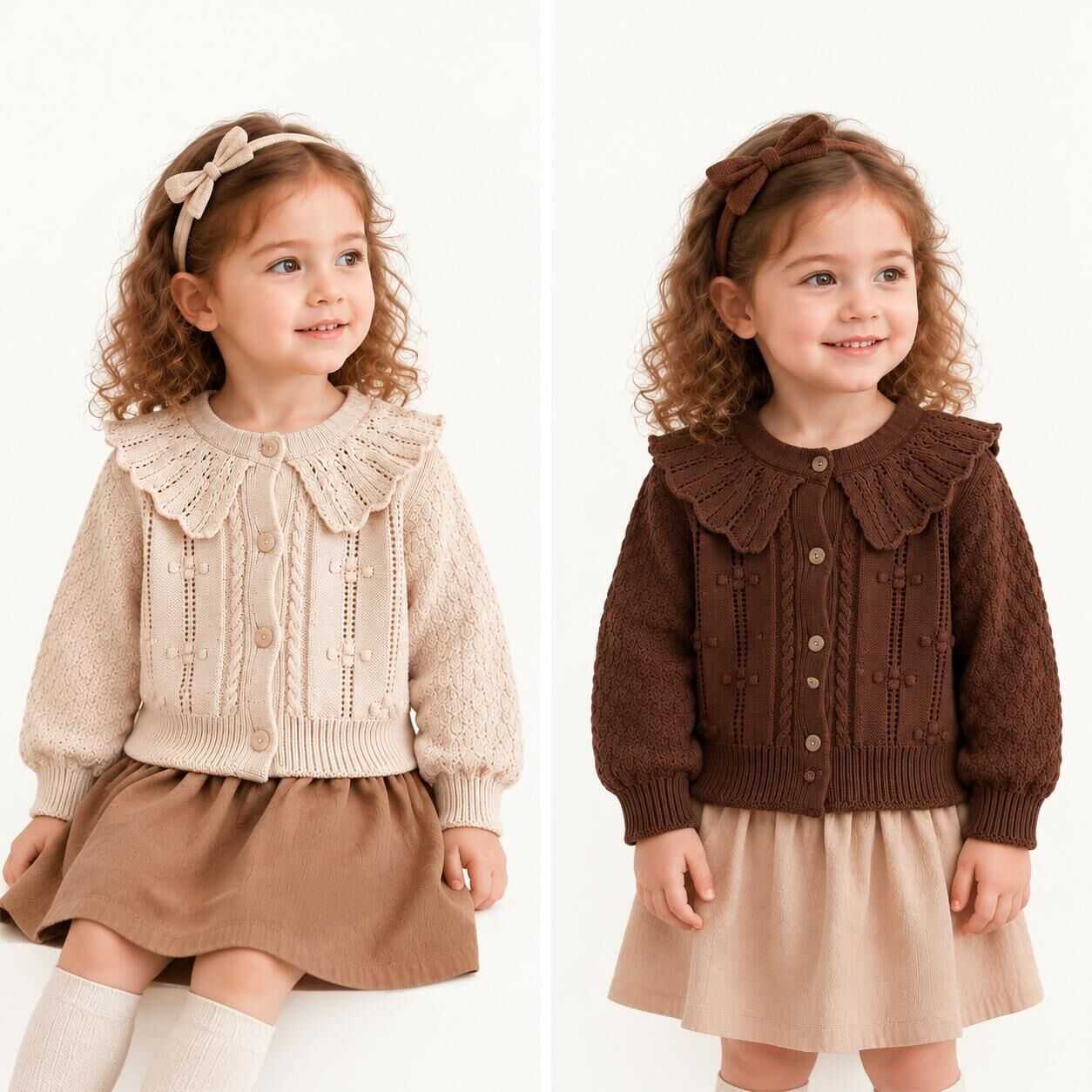 （Pre Order 2 Weeks）Girls Fall Ruffle Knitted Cardigan