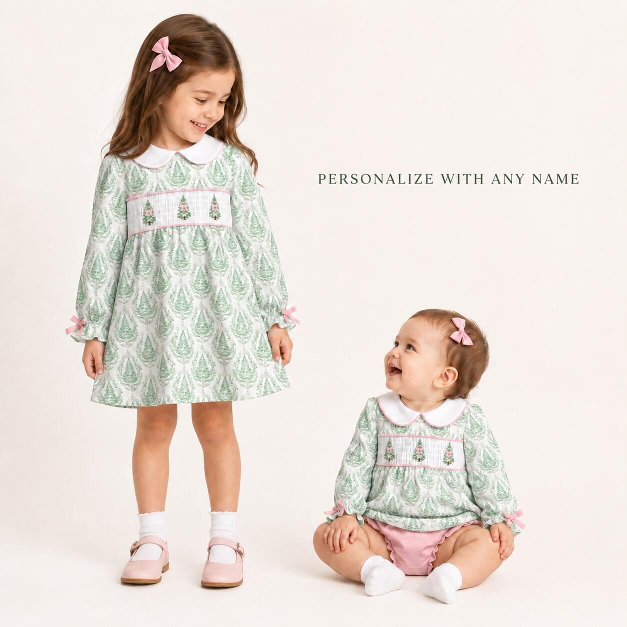 （Weekly Pre-Order）Sisters Christmas Embroidery Smocked Dress,Set&Romper（Ends 8.23）
