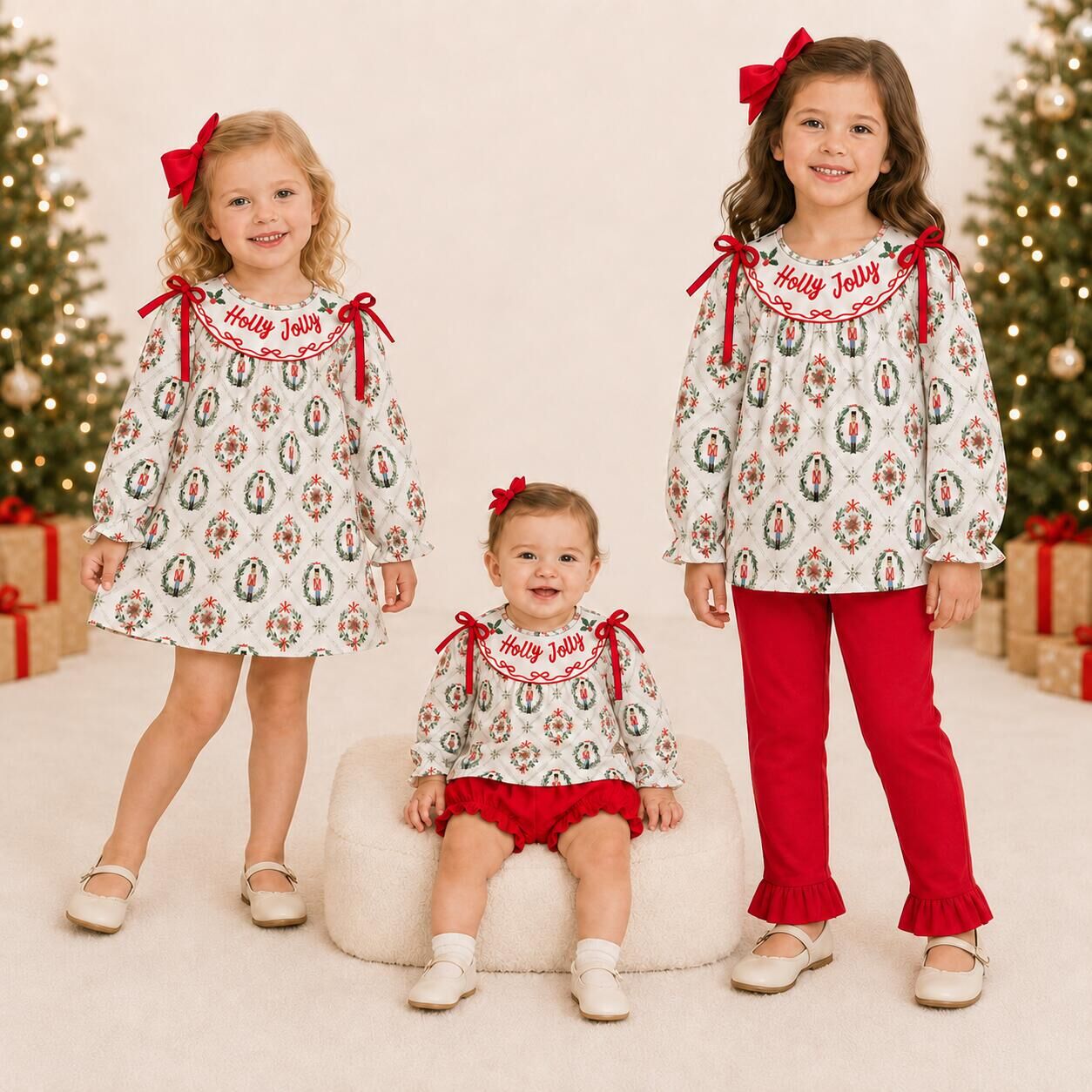 （Weekly Pre-Order）Sisters Christmas Embroidery Smocked Dress,Set&Romper（Ends 8.23）