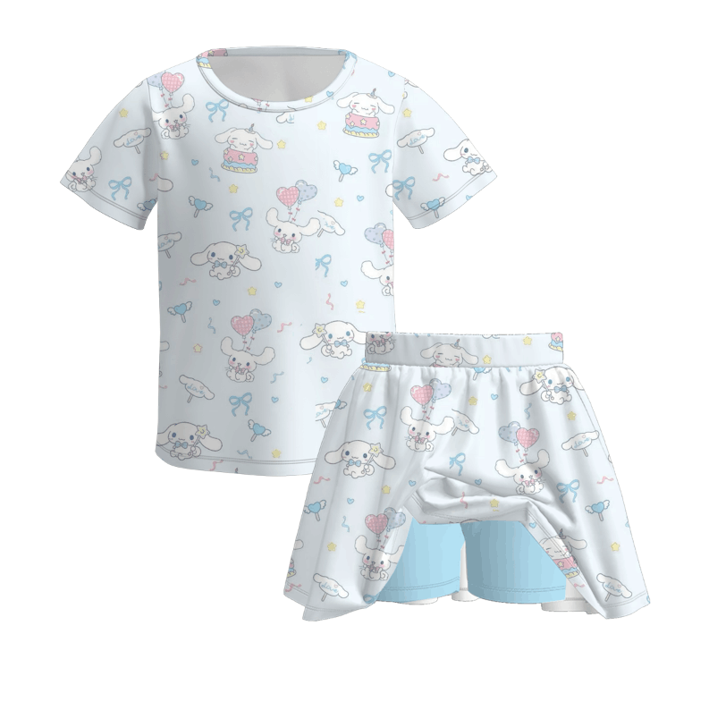（Pre Order）Girls Cartoon Print Skort Set