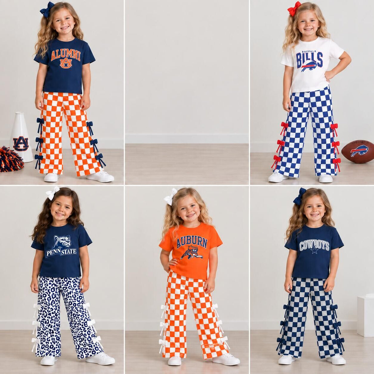 （Pre Order）Girls Football Print Bow Outfit Set