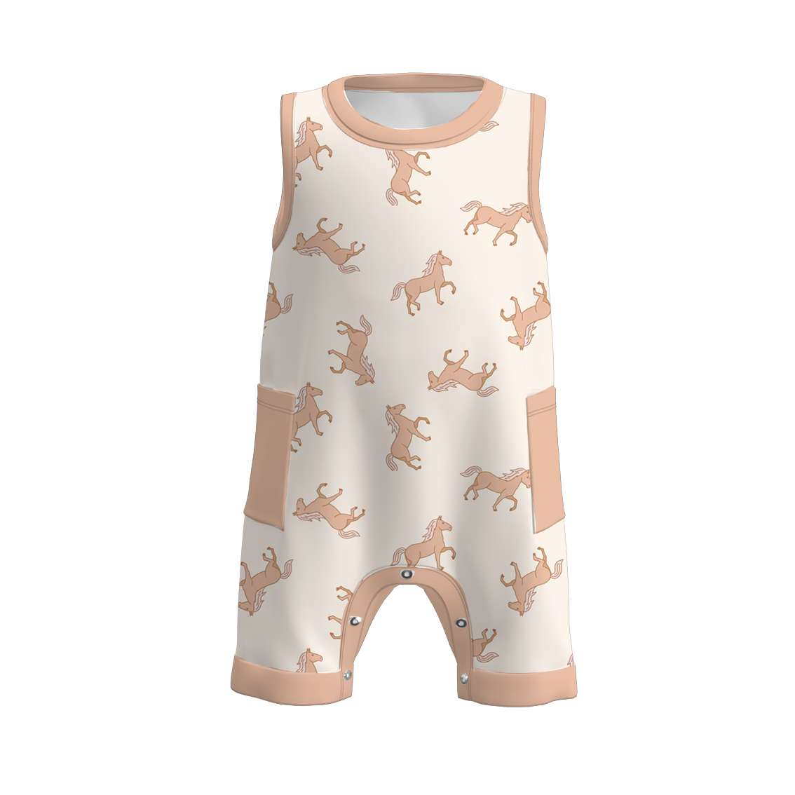 （Pre Order）Sibling Spring and Summer Horse Print Dress,Romper and Set