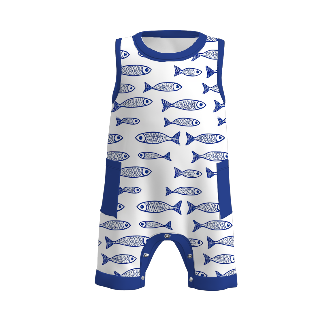（Pre Order）Sibling Spring and Summer Fish Print Dress,Romper and Set