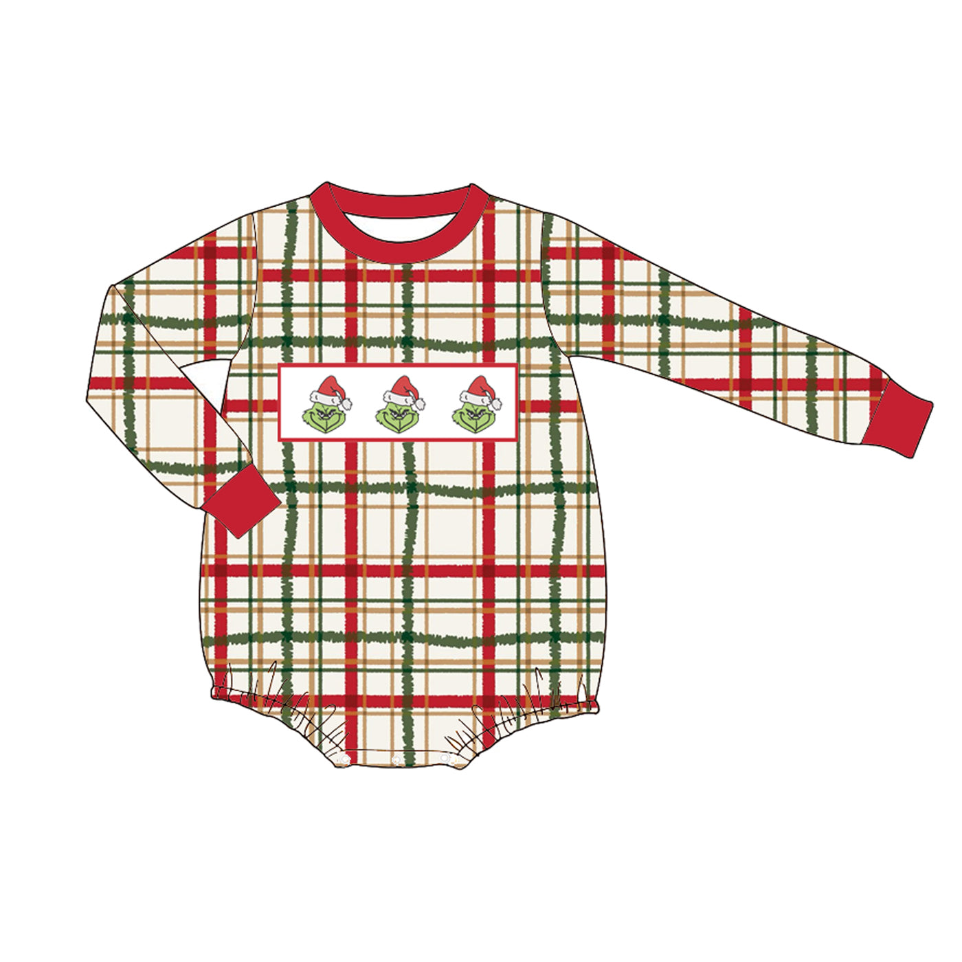 （Pre Order）Family Christmas Cartoon Embroidery Smocked Dress,Set＆Romper