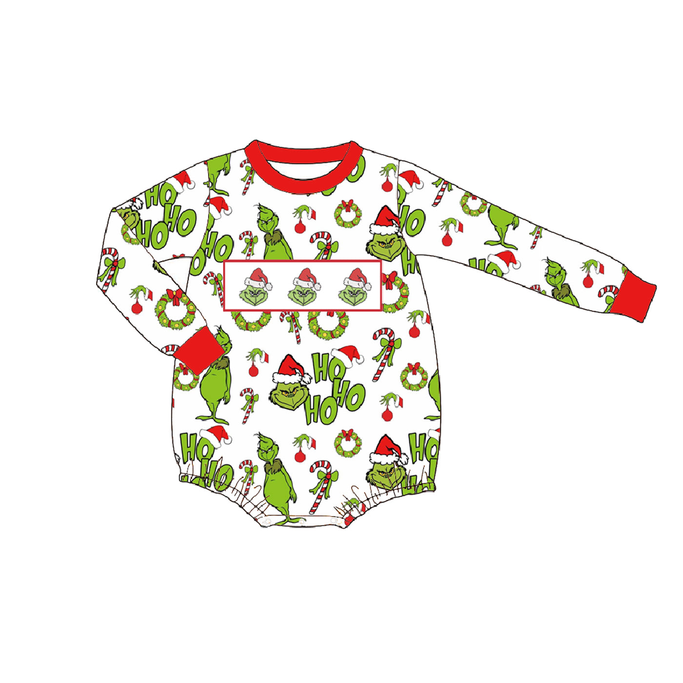 （Pre Order）Family Christmas Cartoon Embroidery Smocked Dress,Set＆Romper