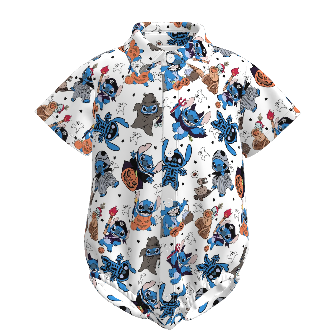 （Pre Order）Toddler Boys Halloween Cartoon Print Four-way Stretch Romper